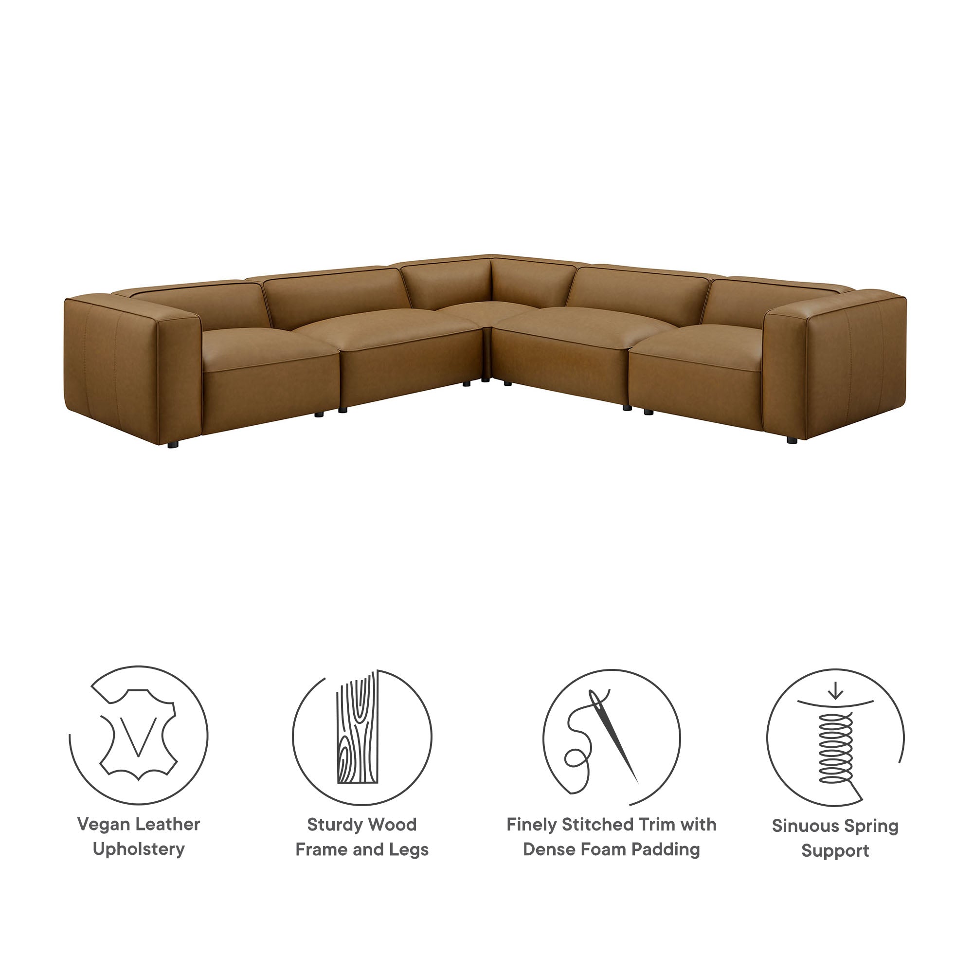 Auren 5-Piece Upholstered Vegan Leather Modular L-Shaped Sofa by Modway - Best Buy Furniture