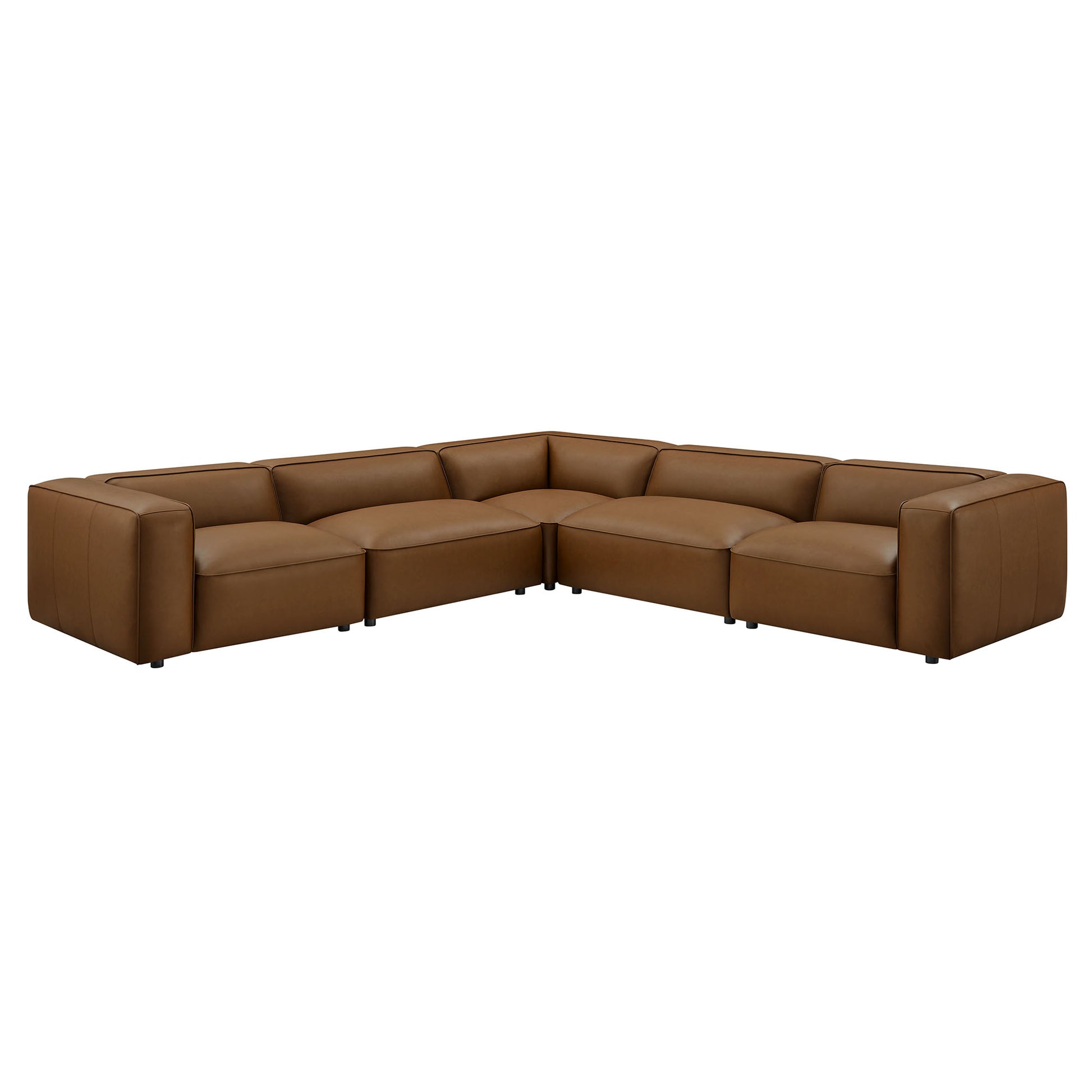 Auren 5-Piece Upholstered Vegan Leather Modular L-Shaped Sofa by Modway - Best Buy Furniture