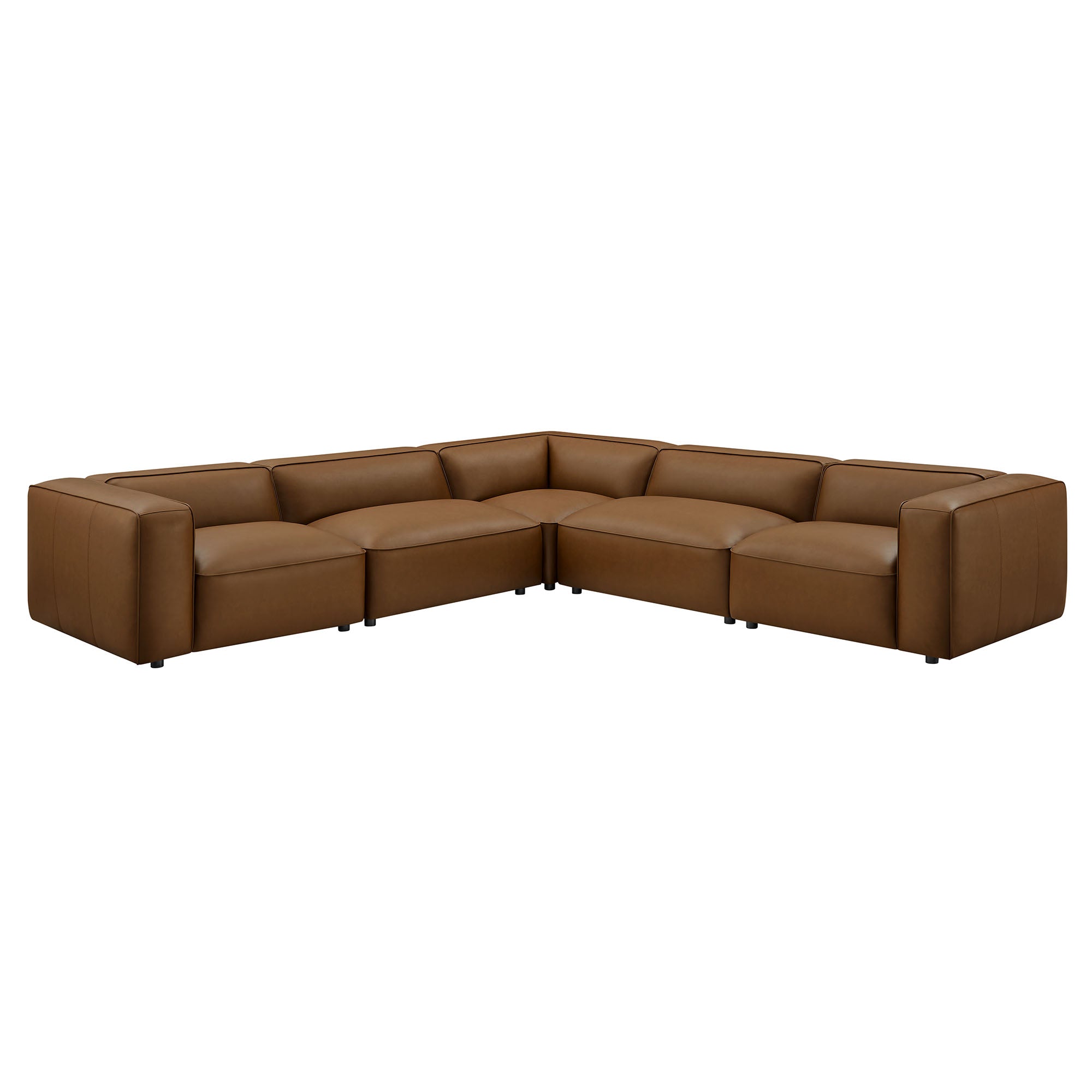 Auren 5-Piece Upholstered Vegan Leather Modular L-Shaped Sofa by Modway - Best Buy Furniture