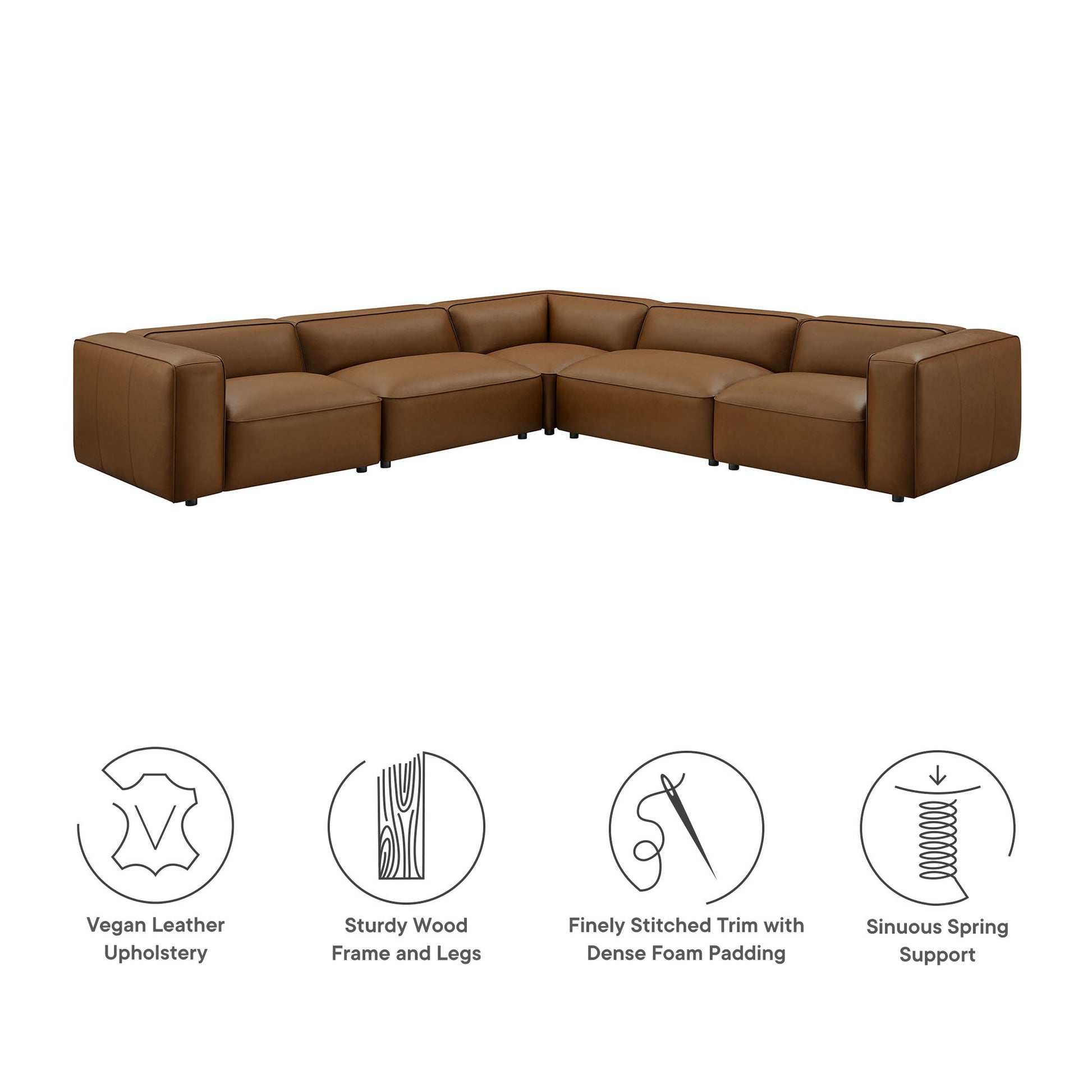 Auren 5-Piece Upholstered Vegan Leather Modular L-Shaped Sofa by Modway - Best Buy Furniture