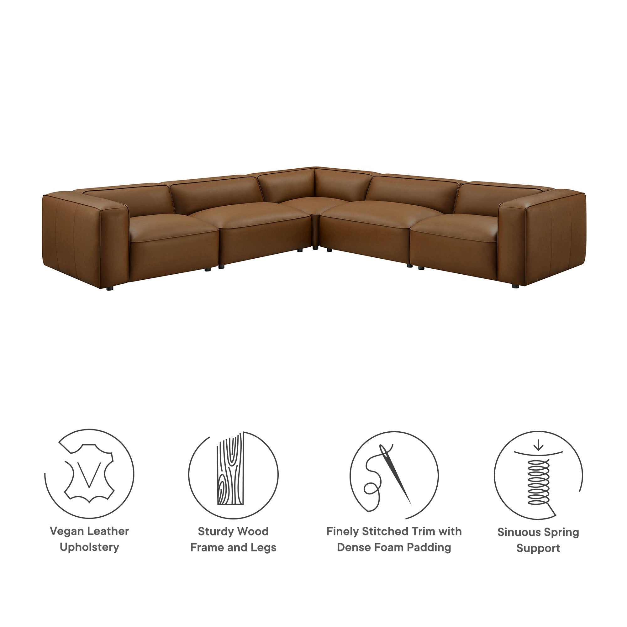 Auren 5-Piece Upholstered Vegan Leather Modular L-Shaped Sofa by Modway - Best Buy Furniture