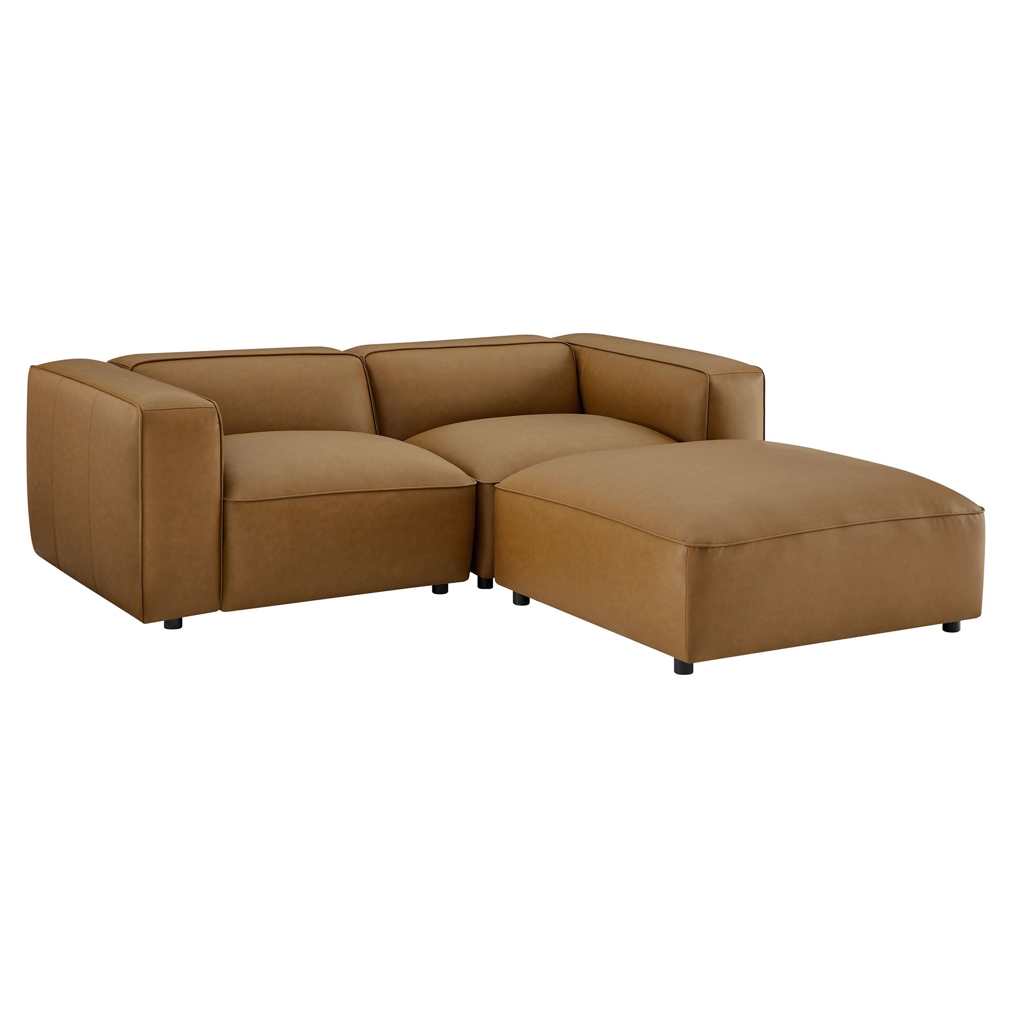 Auren 3-Piece Upholstered Vegan Leather Modular Loveseat with Ottoman by Modway - Best Buy Furniture