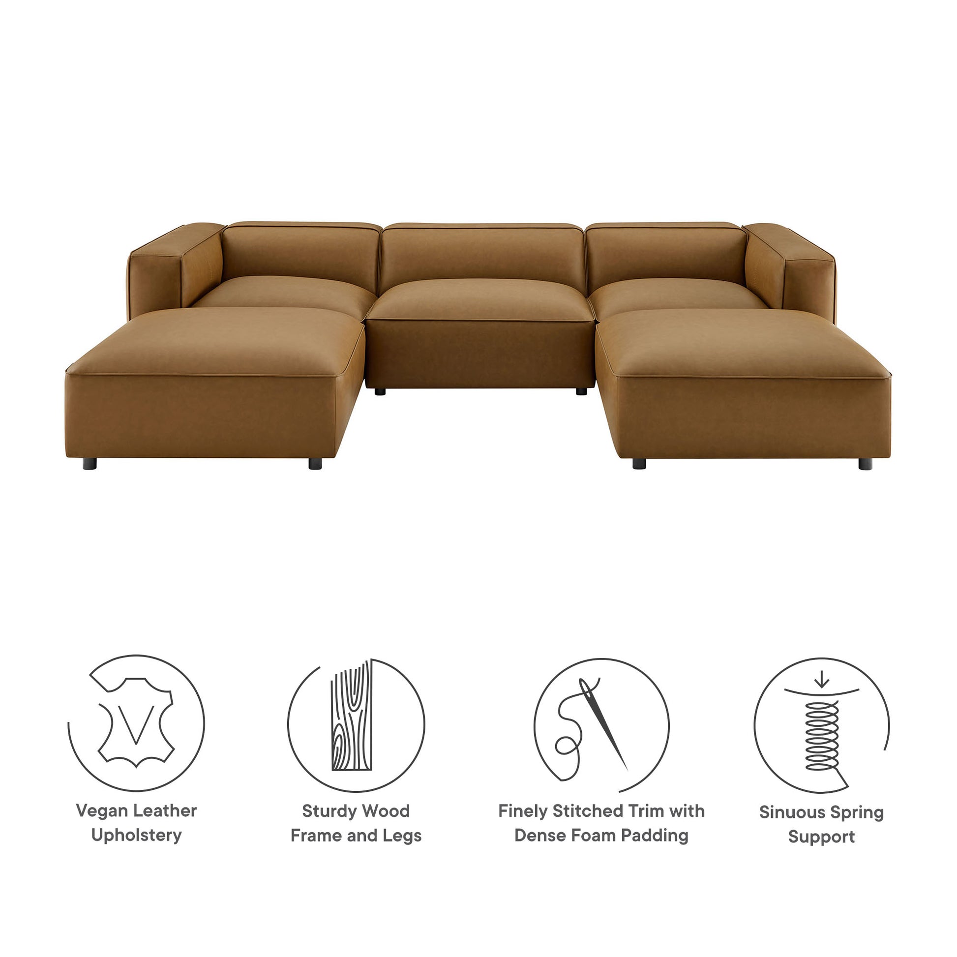 Auren 5-Piece Upholstered Vegan Leather Modular U-Shaped Sofa by Modway - Best Buy Furniture