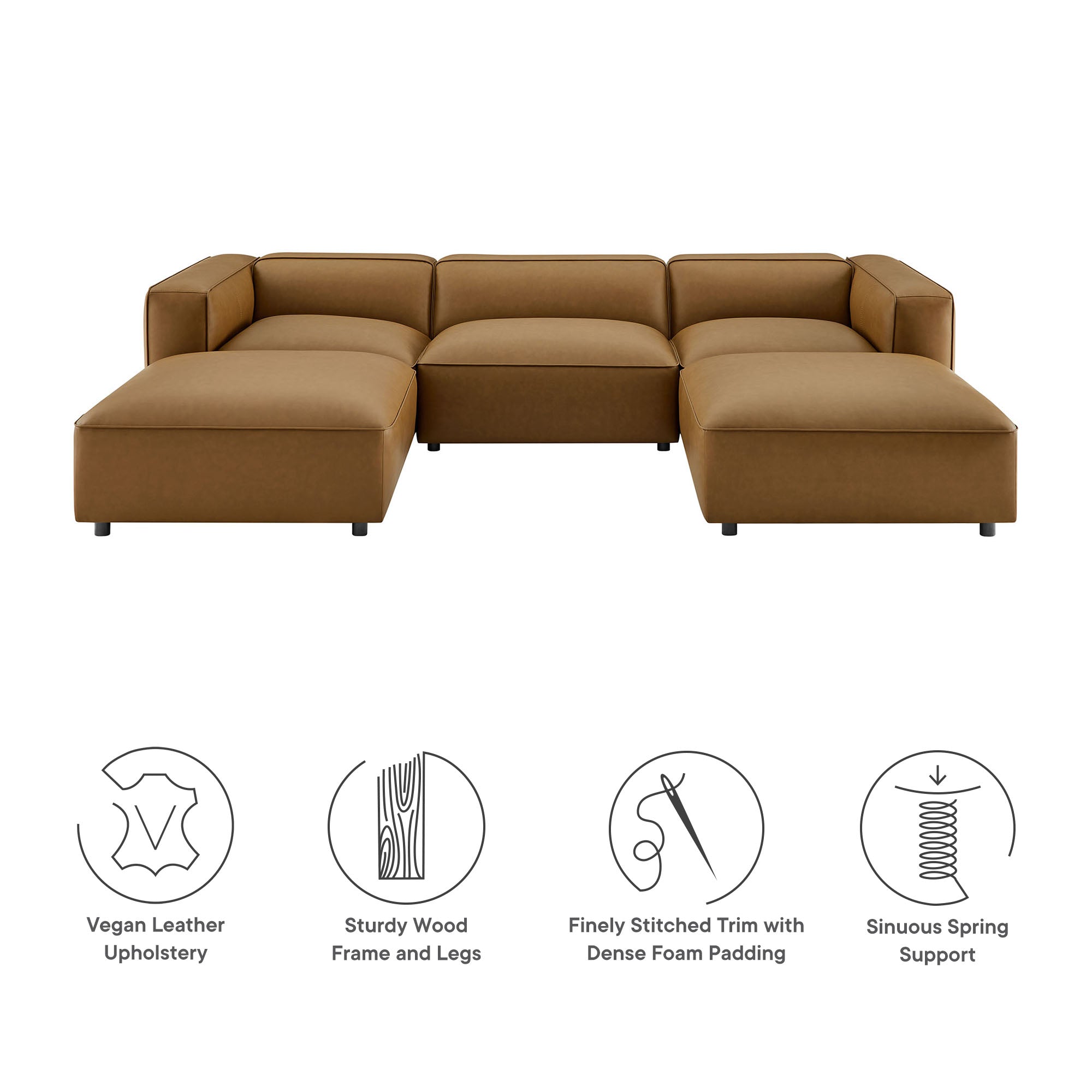 Auren 5-Piece Upholstered Vegan Leather Modular U-Shaped Sofa by Modway - Best Buy Furniture