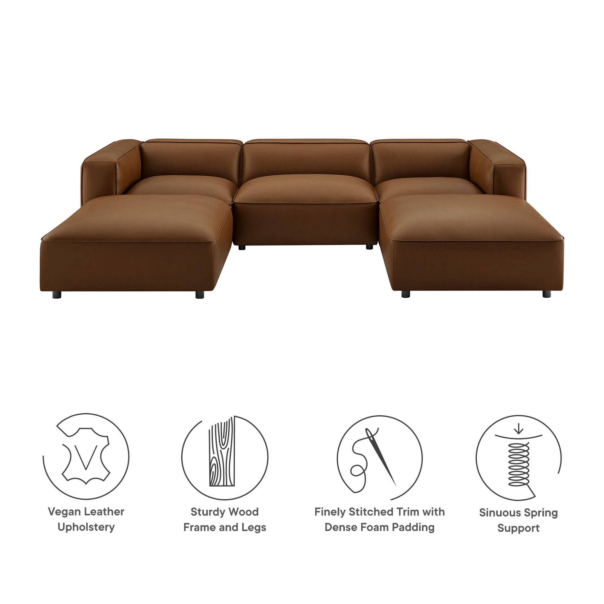 Auren 5-Piece Upholstered Vegan Leather Modular U-Shaped Sofa by Modway - Best Buy Furniture