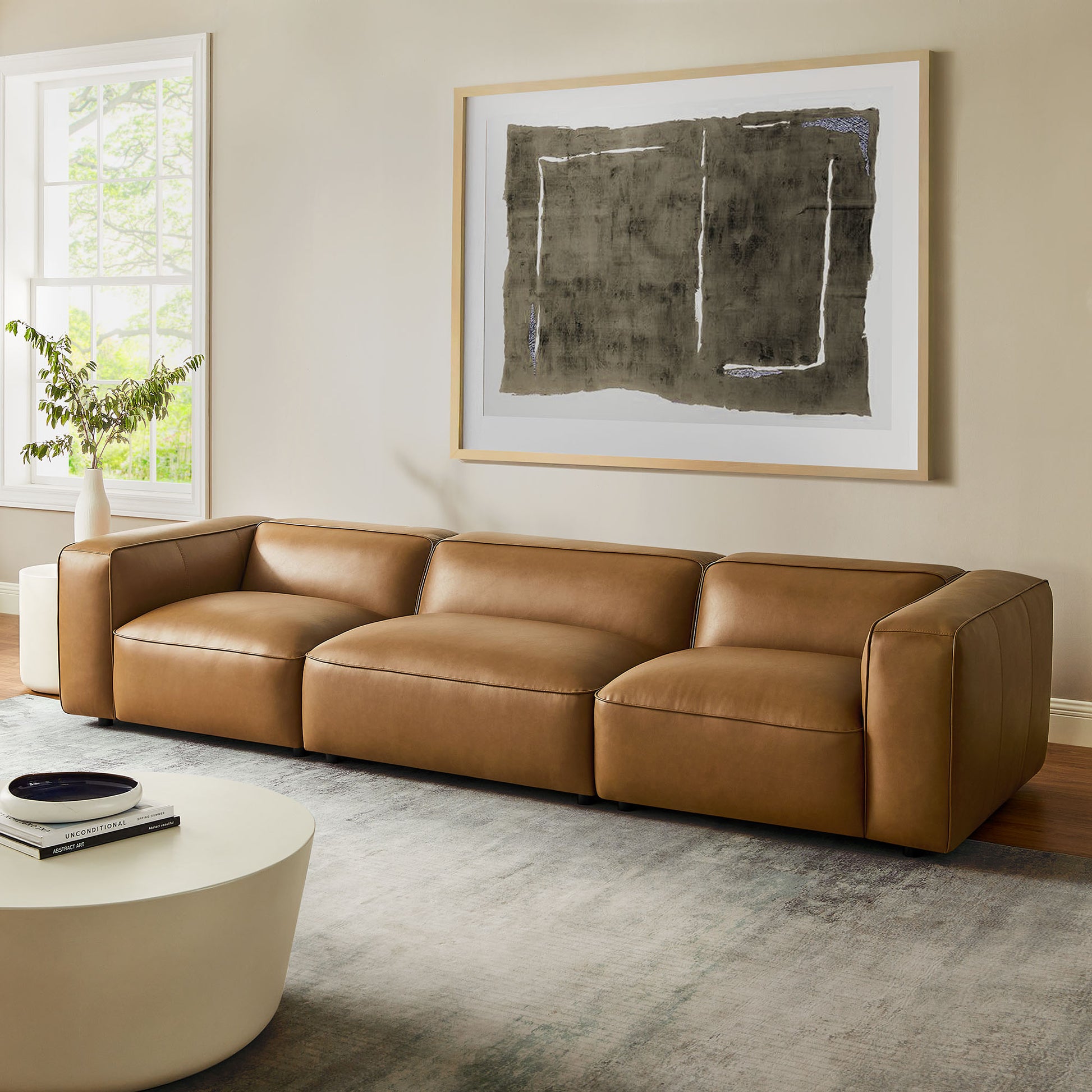 Auren 3-Piece Upholstered Vegan Leather Modular Sofa by Modway - Best Buy Furniture