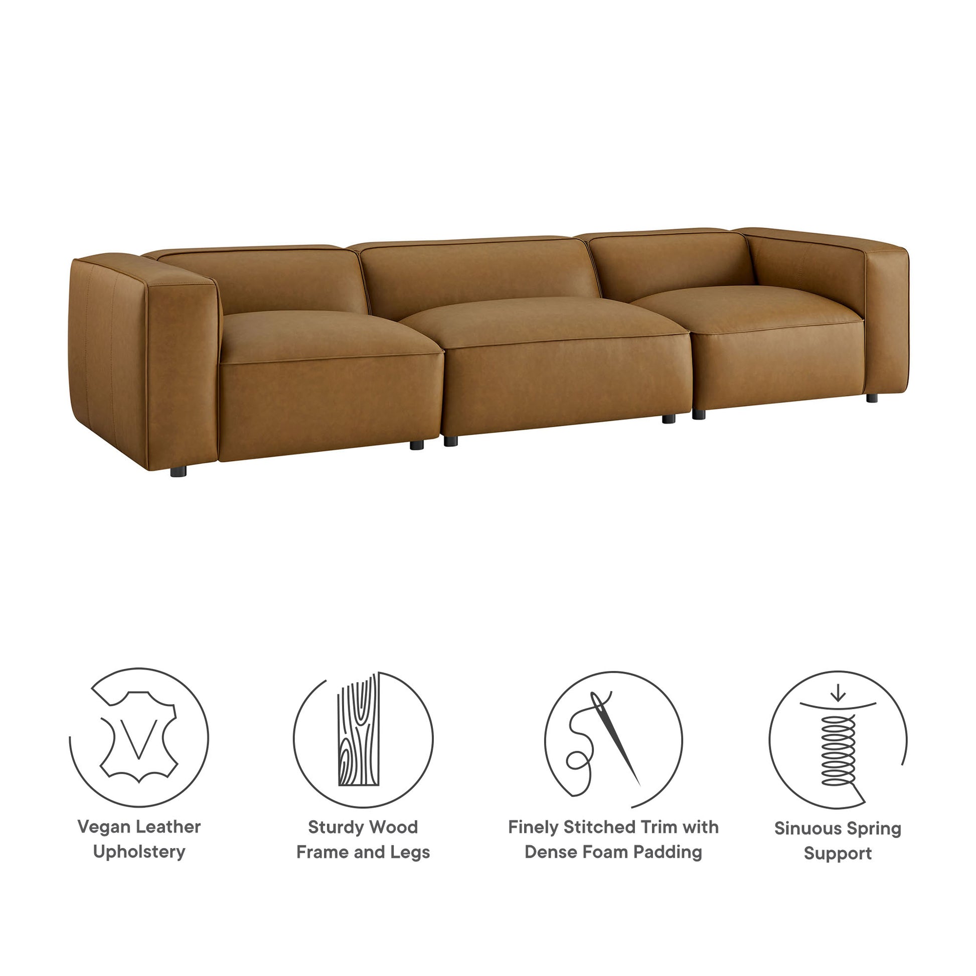 Auren 3-Piece Upholstered Vegan Leather Modular Sofa by Modway - Best Buy Furniture