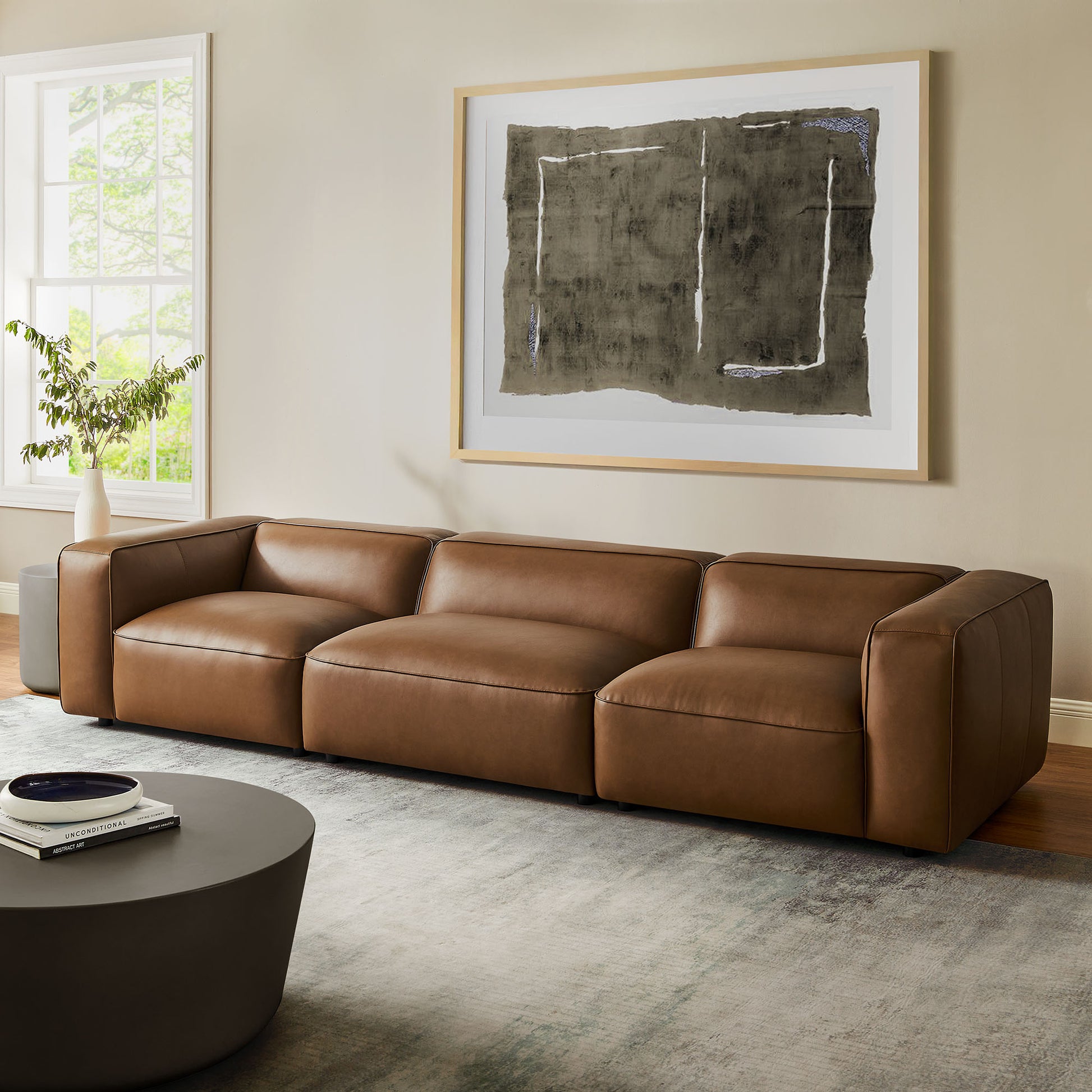 Auren 3-Piece Upholstered Vegan Leather Modular Sofa by Modway - Best Buy Furniture