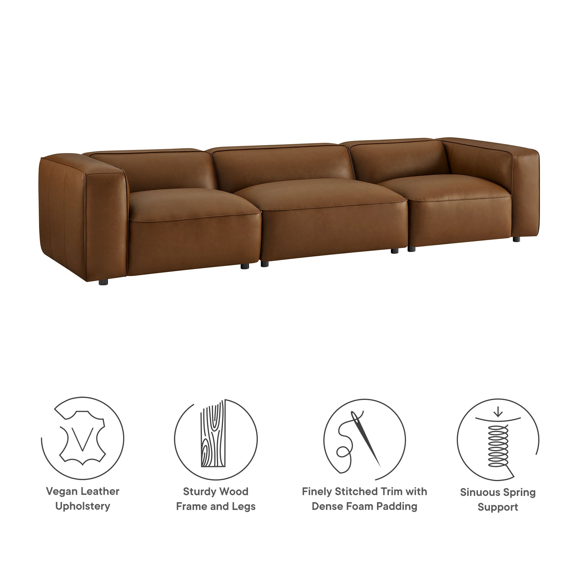 Auren 3-Piece Upholstered Vegan Leather Modular Sofa by Modway - Best Buy Furniture
