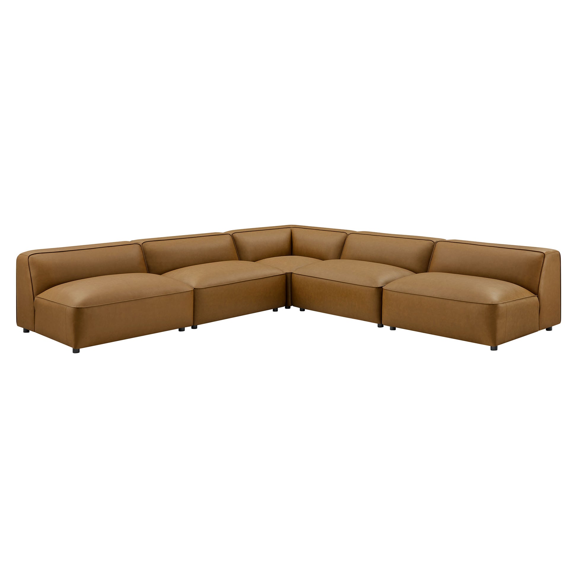 Auren 5-Piece Upholstered Armless L-Shaped Vegan Leather Modular Sofa by Modway - Best Buy Furniture