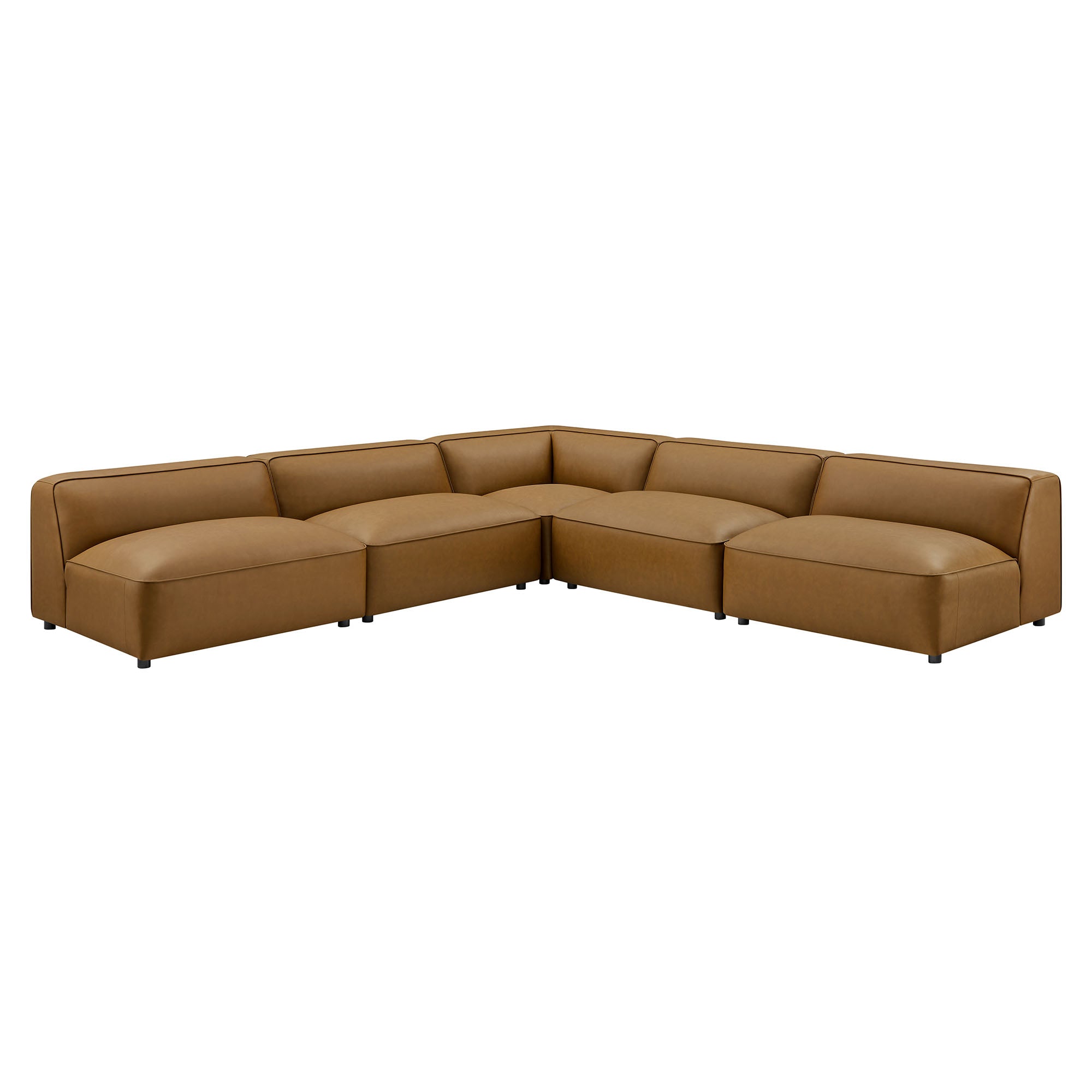 Auren 5-Piece Upholstered Armless L-Shaped Vegan Leather Modular Sofa by Modway - Best Buy Furniture