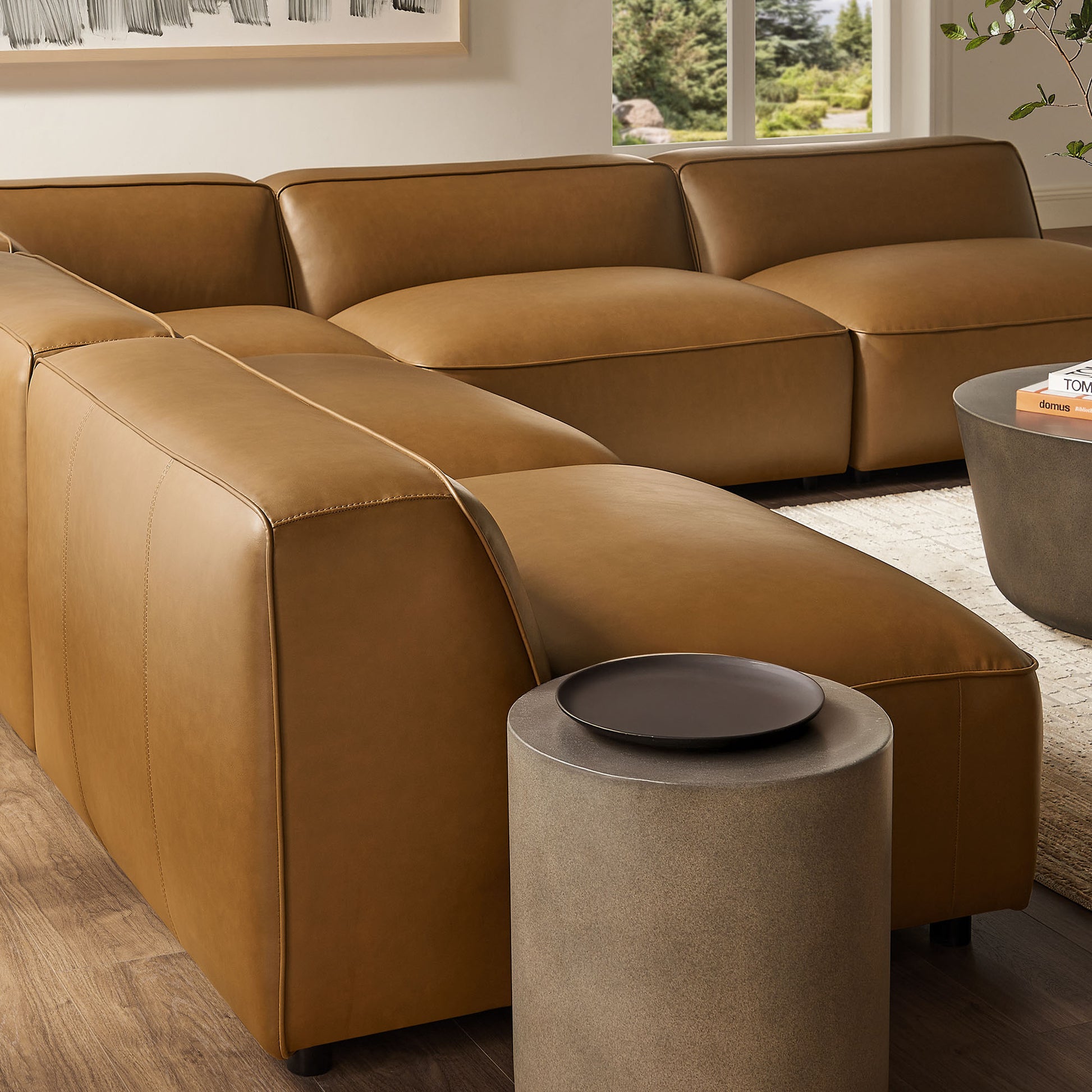 Auren 5-Piece Upholstered Armless L-Shaped Vegan Leather Modular Sofa by Modway - Best Buy Furniture