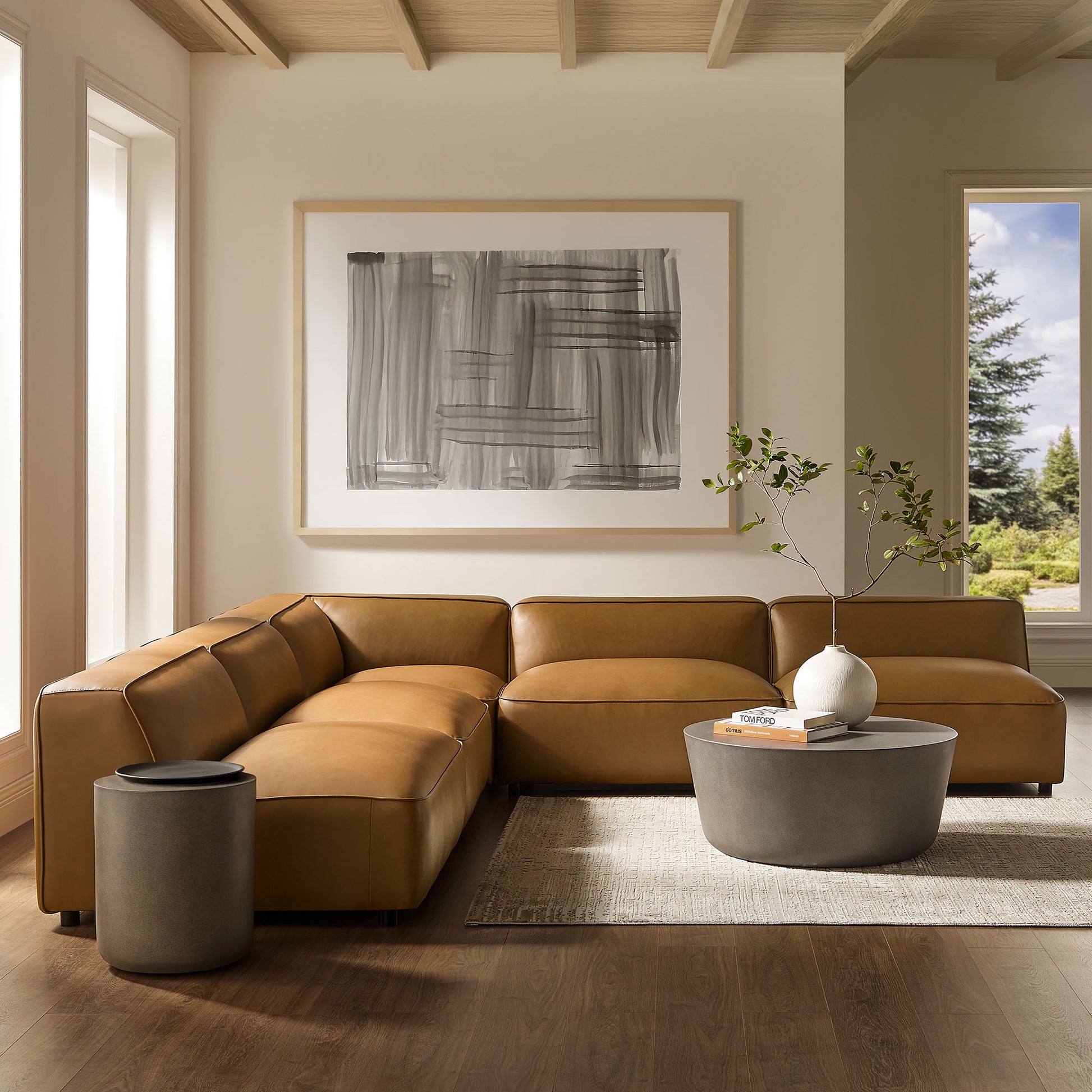 Auren 5-Piece Upholstered Armless L-Shaped Vegan Leather Modular Sofa by Modway - Best Buy Furniture