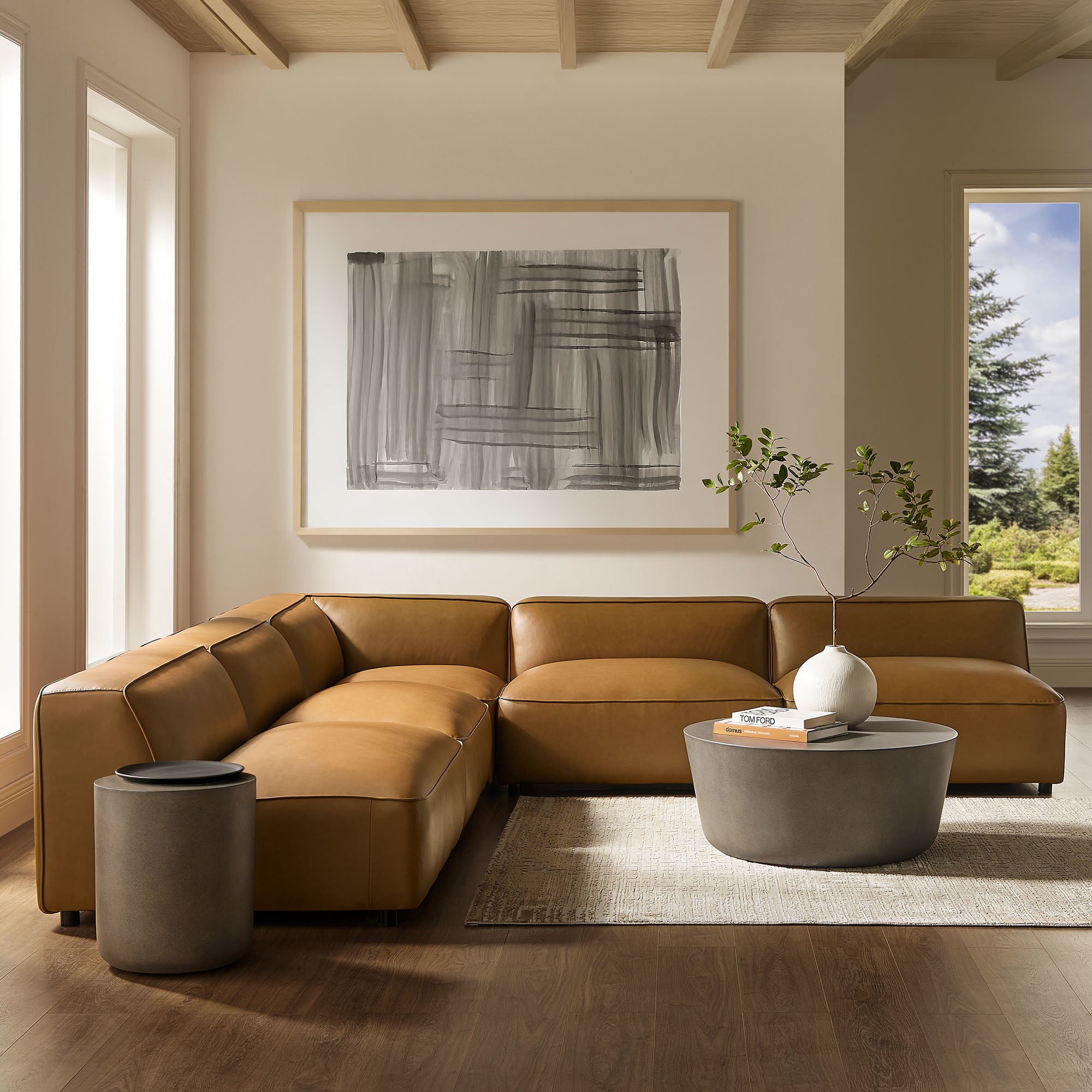 Auren 5-Piece Upholstered Armless L-Shaped Vegan Leather Modular Sofa by Modway - Best Buy Furniture