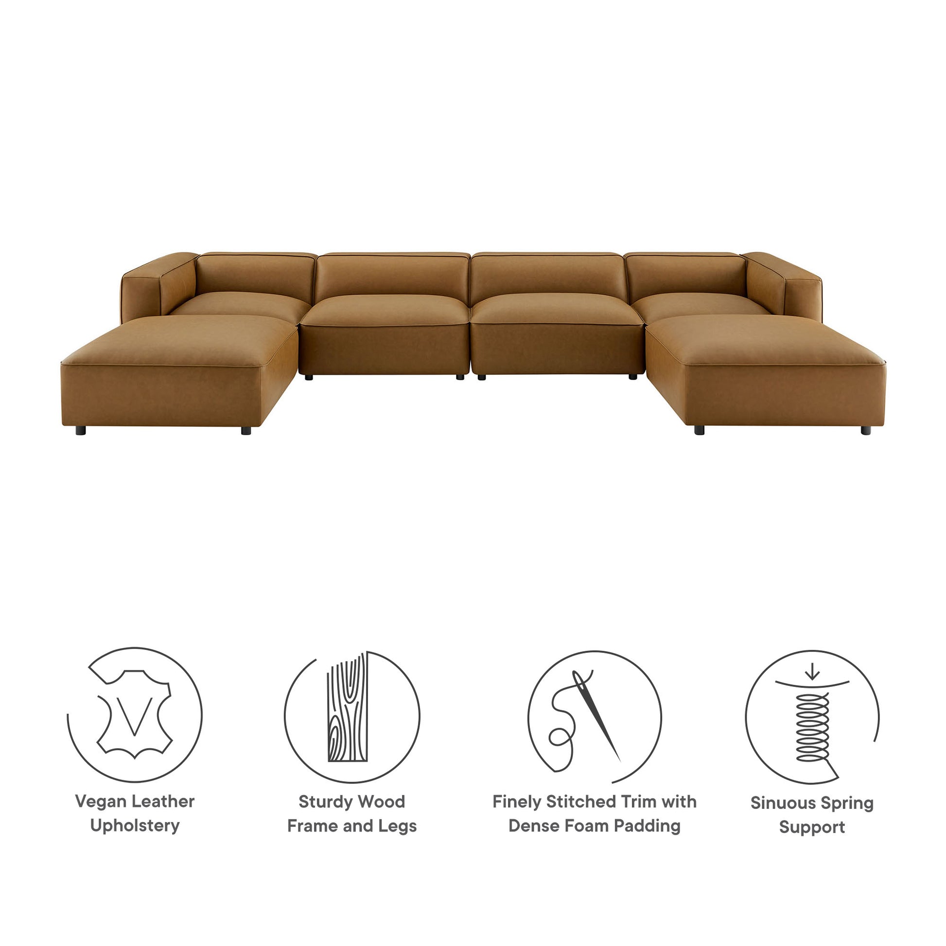 Auren 6-Piece Upholstered Vegan Leather Modular Sofa by Modway - Best Buy Furniture