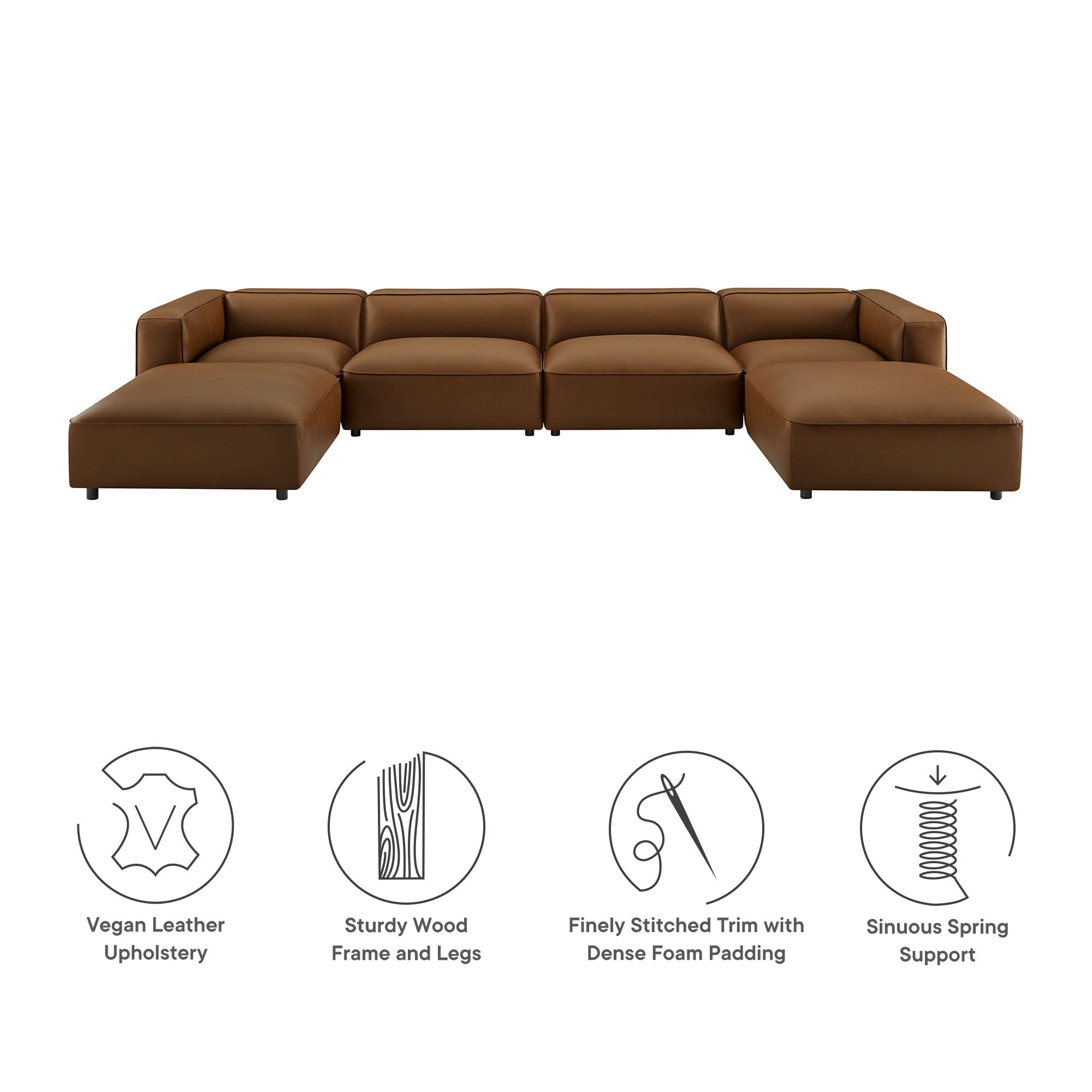 Auren 6-Piece Upholstered Vegan Leather Modular Sofa by Modway - Best Buy Furniture