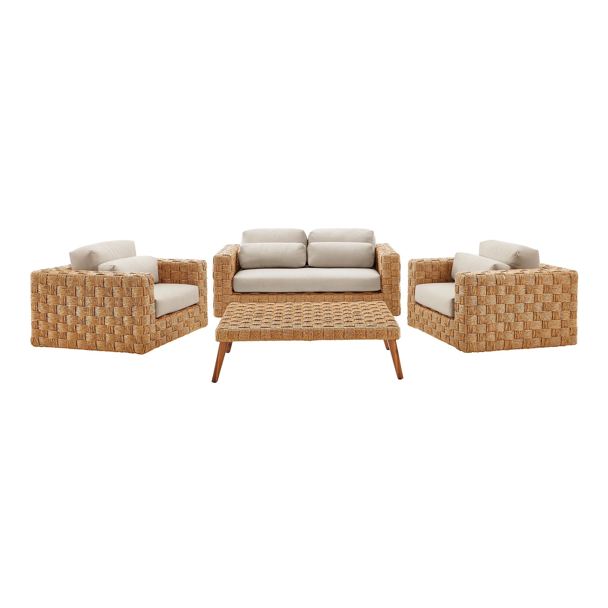 Thames 4-Piece Outdoor Patio Wicker Outdoor Patio Rattan Furniture Set by Modway - Best Buy Furniture