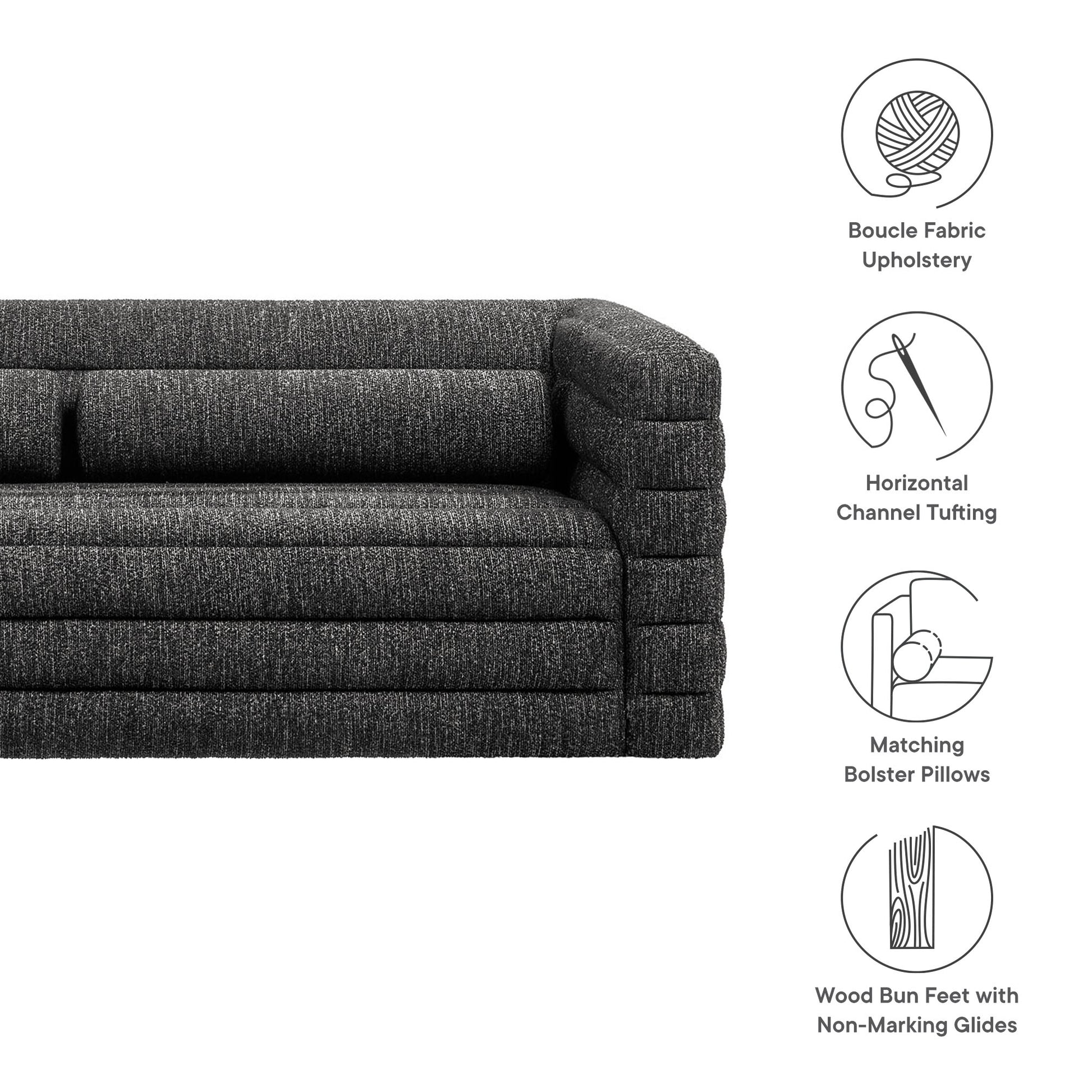Relle Channel Tufted Boucle Upholstered Sofa by Modway - Best Buy Furniture