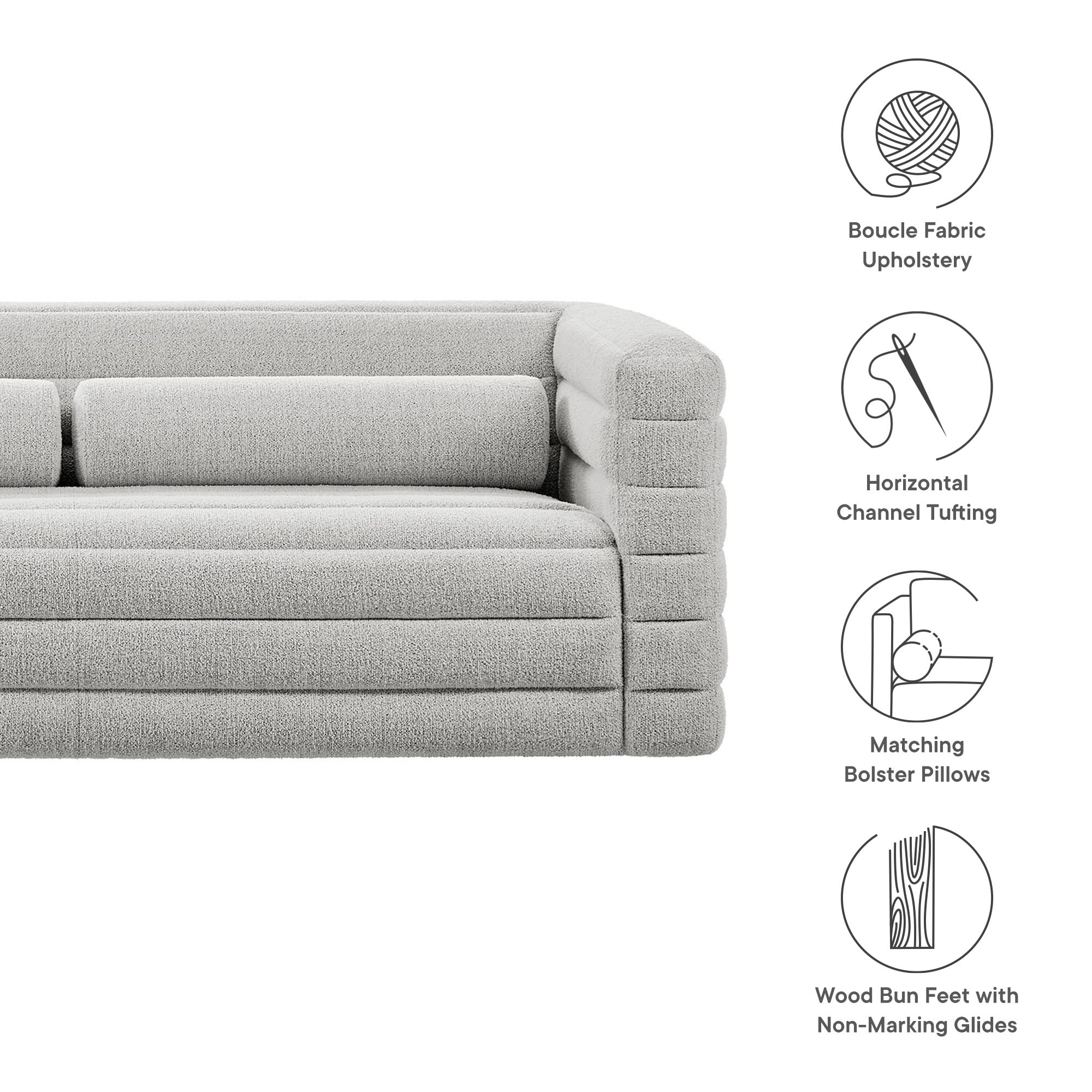Relle Channel Tufted Boucle Upholstered Sofa by Modway - Best Buy Furniture
