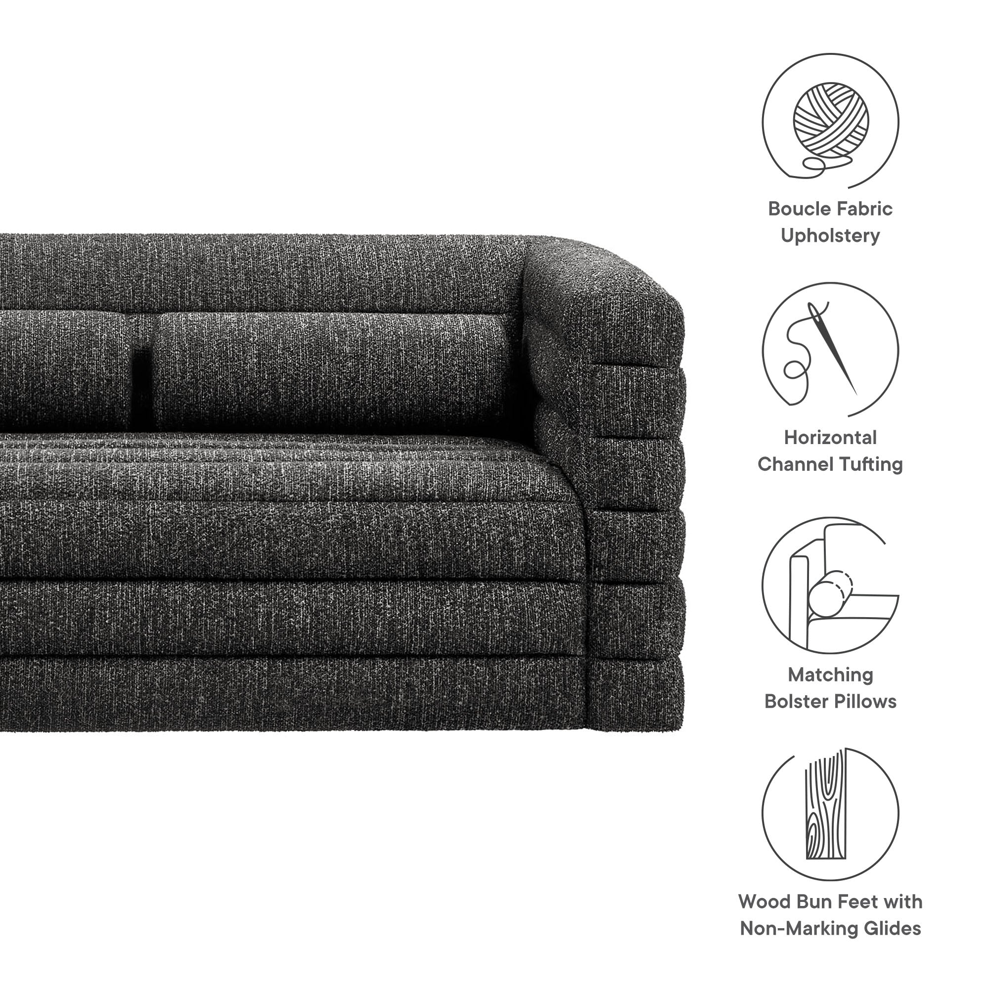 Relle Channel Tufted Boucle Upholstered Loveseat by Modway - Best Buy Furniture
