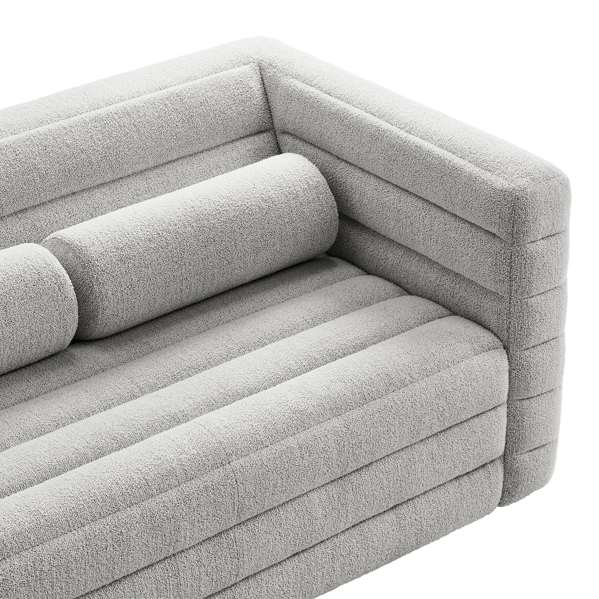 Relle Channel Tufted Boucle Upholstered Loveseat by Modway - Best Buy Furniture