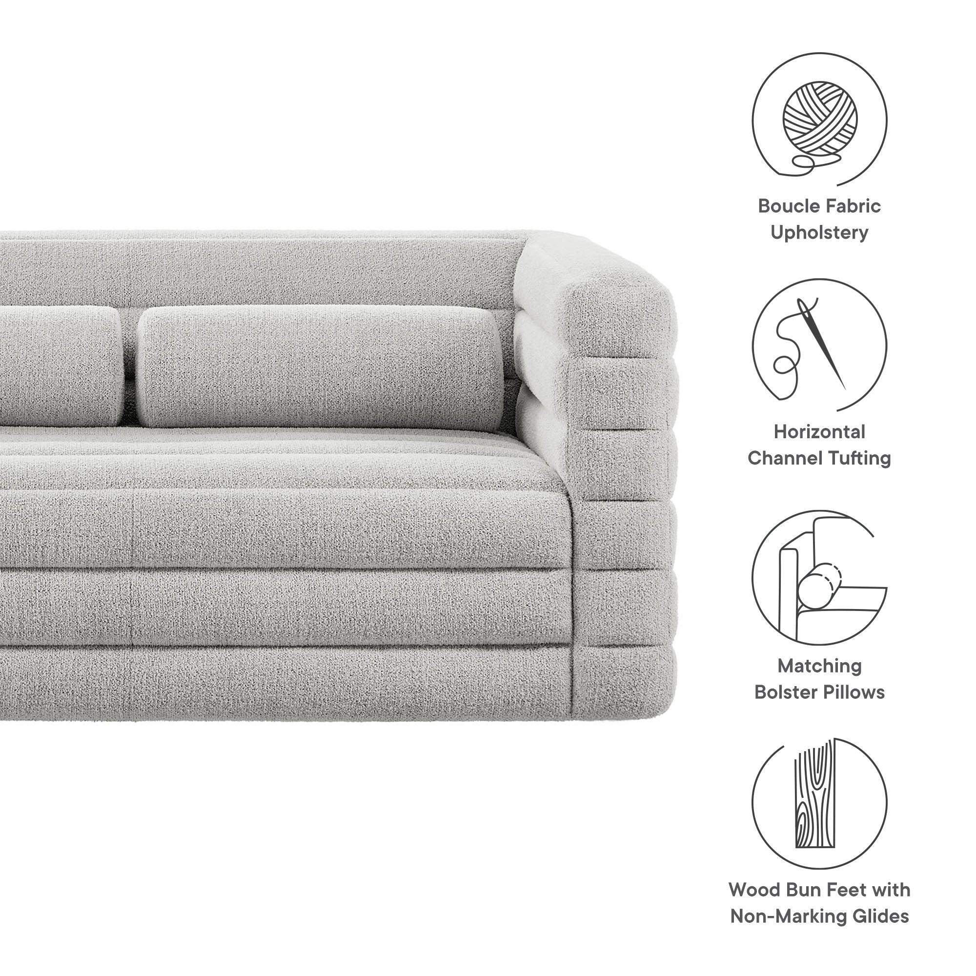 Relle Channel Tufted Boucle Upholstered Loveseat by Modway - Best Buy Furniture