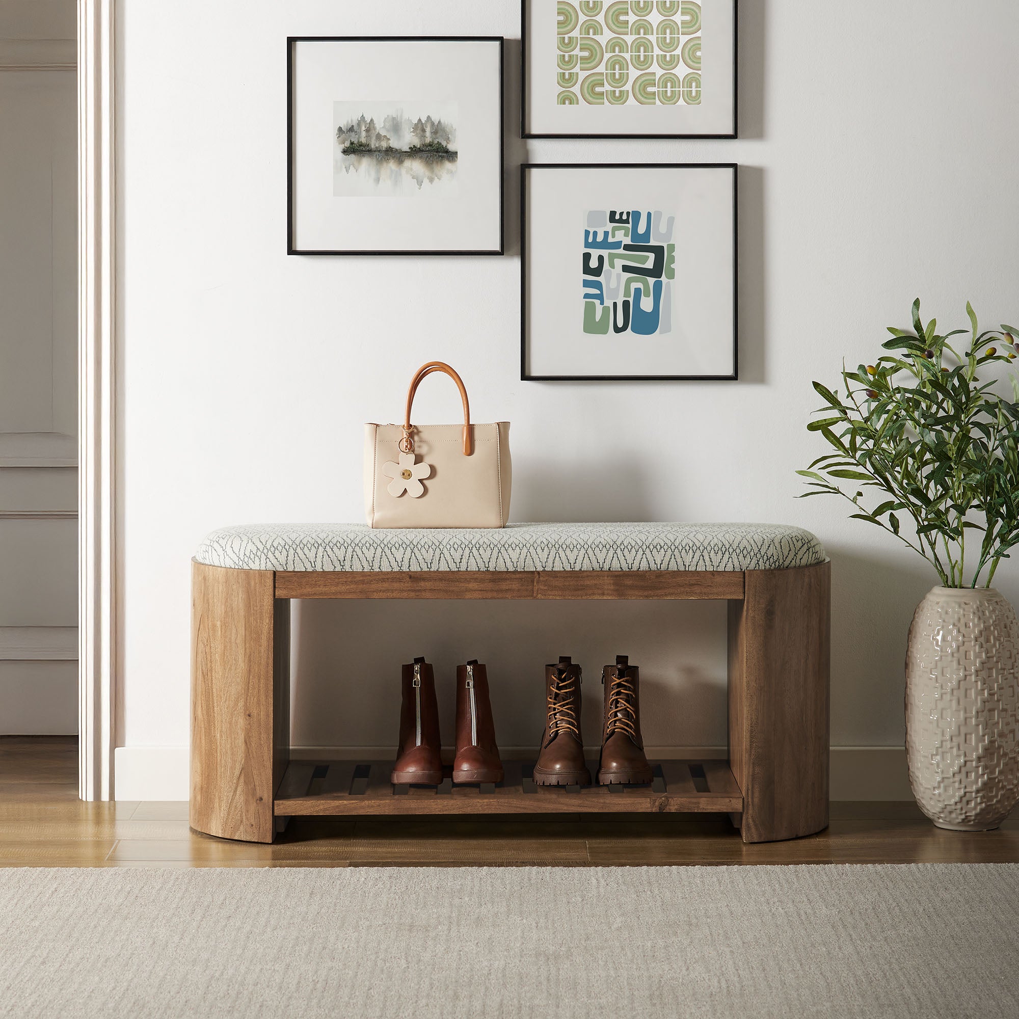 Ashby 45" Geometric Upholstered Bench by Modway - Best Buy Furniture
