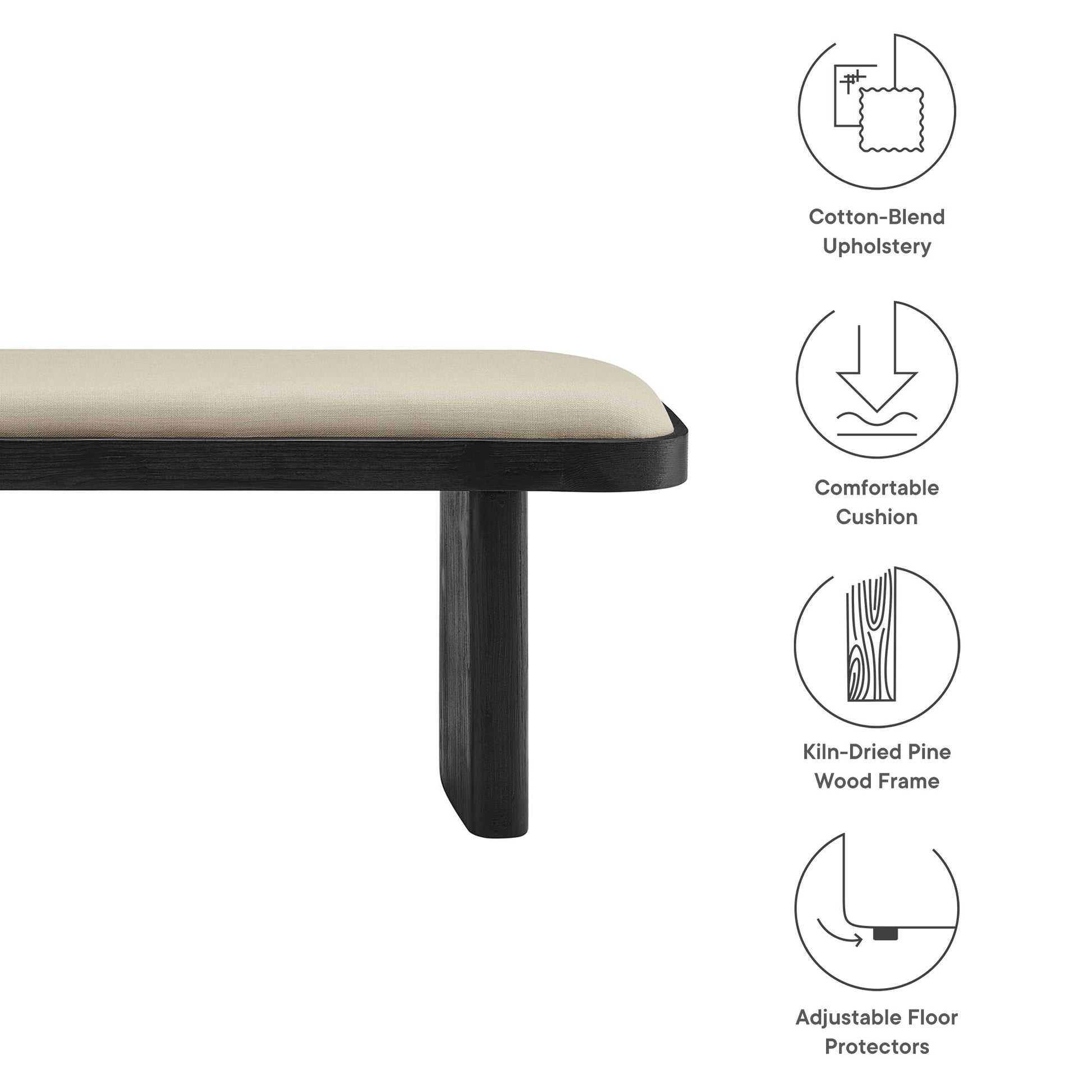 Iver 43" Upholstered Wood Accent Bench by Modway - Best Buy Furniture