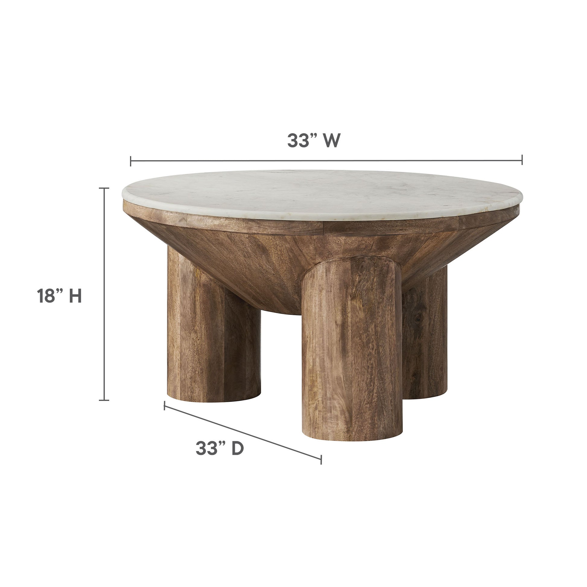 Ellison 33" Round Wood Coffee Table With Marble Top by Modway - Best Buy Furniture