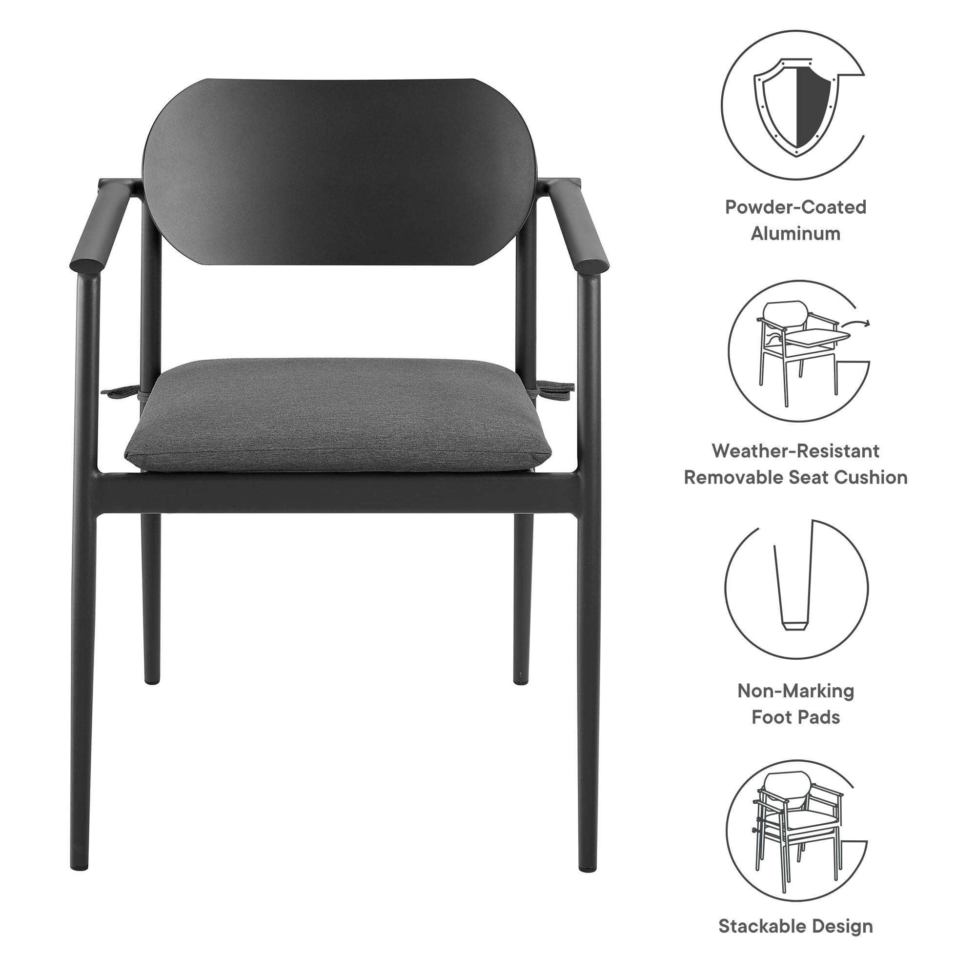 Aeris Stackable Outdoor Patio Aluminum Dining Armchair Set of 2 by Modway - Best Buy Furniture