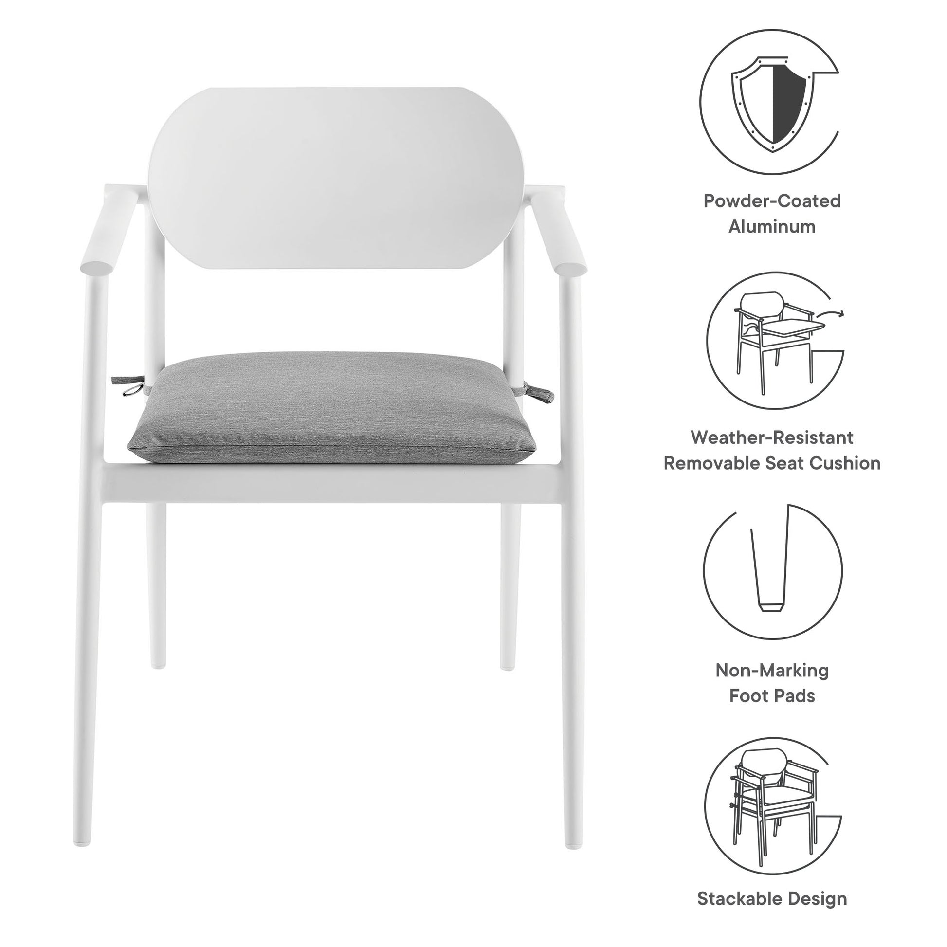 Aeris Stackable Outdoor Patio Aluminum Dining Armchair Set of 2 by Modway - Best Buy Furniture