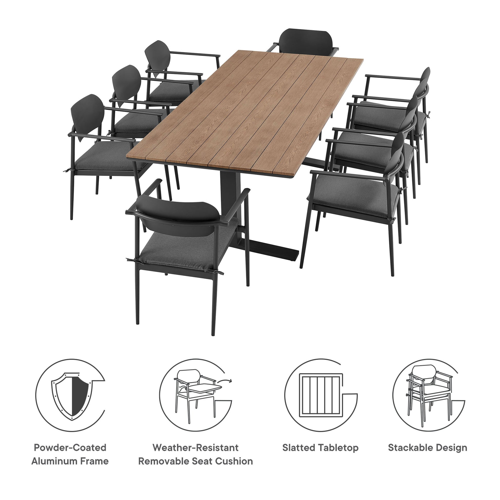 Aeris 9-Piece Outdoor Patio Aluminum Dining Set by Modway - Best Buy Furniture