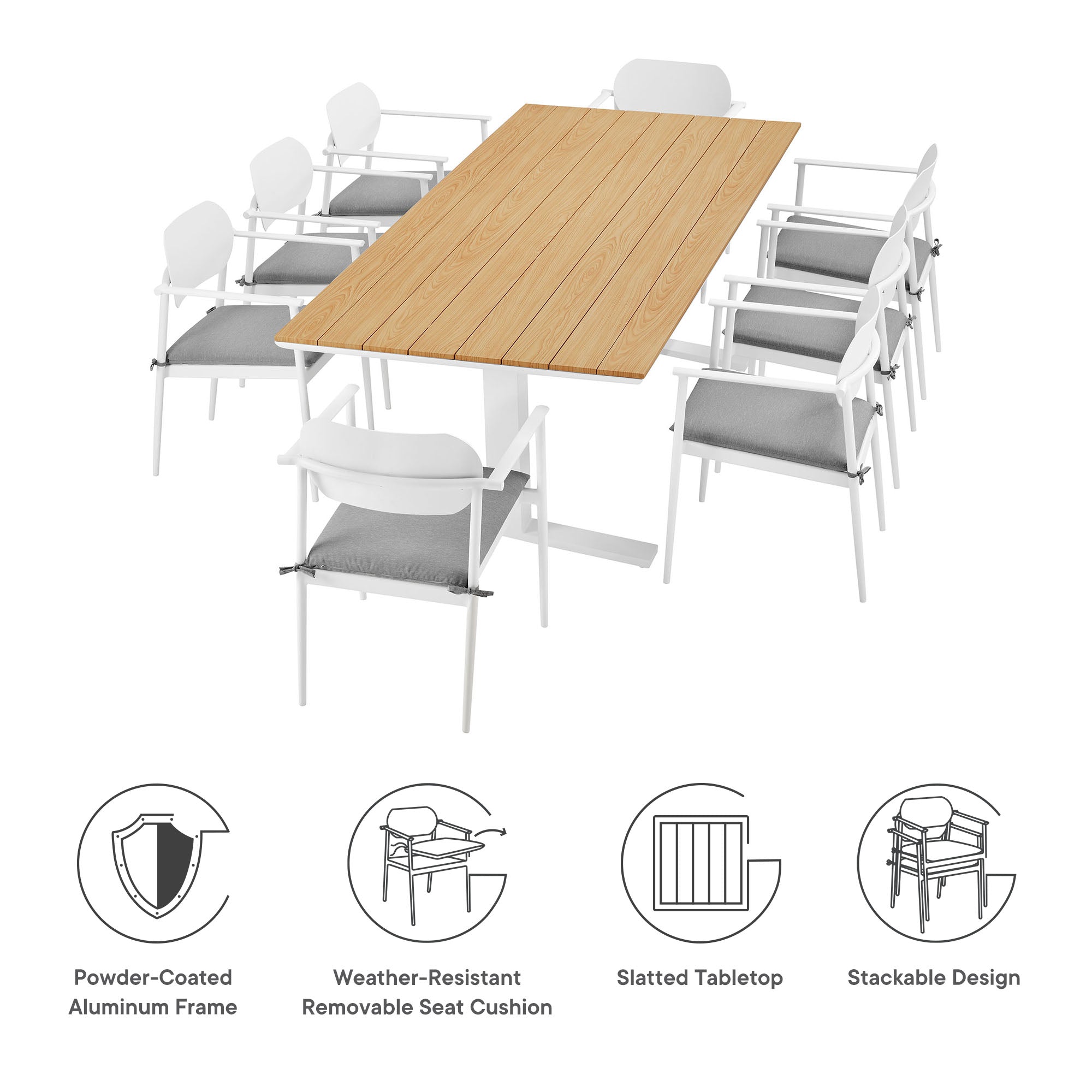Aeris 9-Piece Outdoor Patio Aluminum Dining Set by Modway - Best Buy Furniture