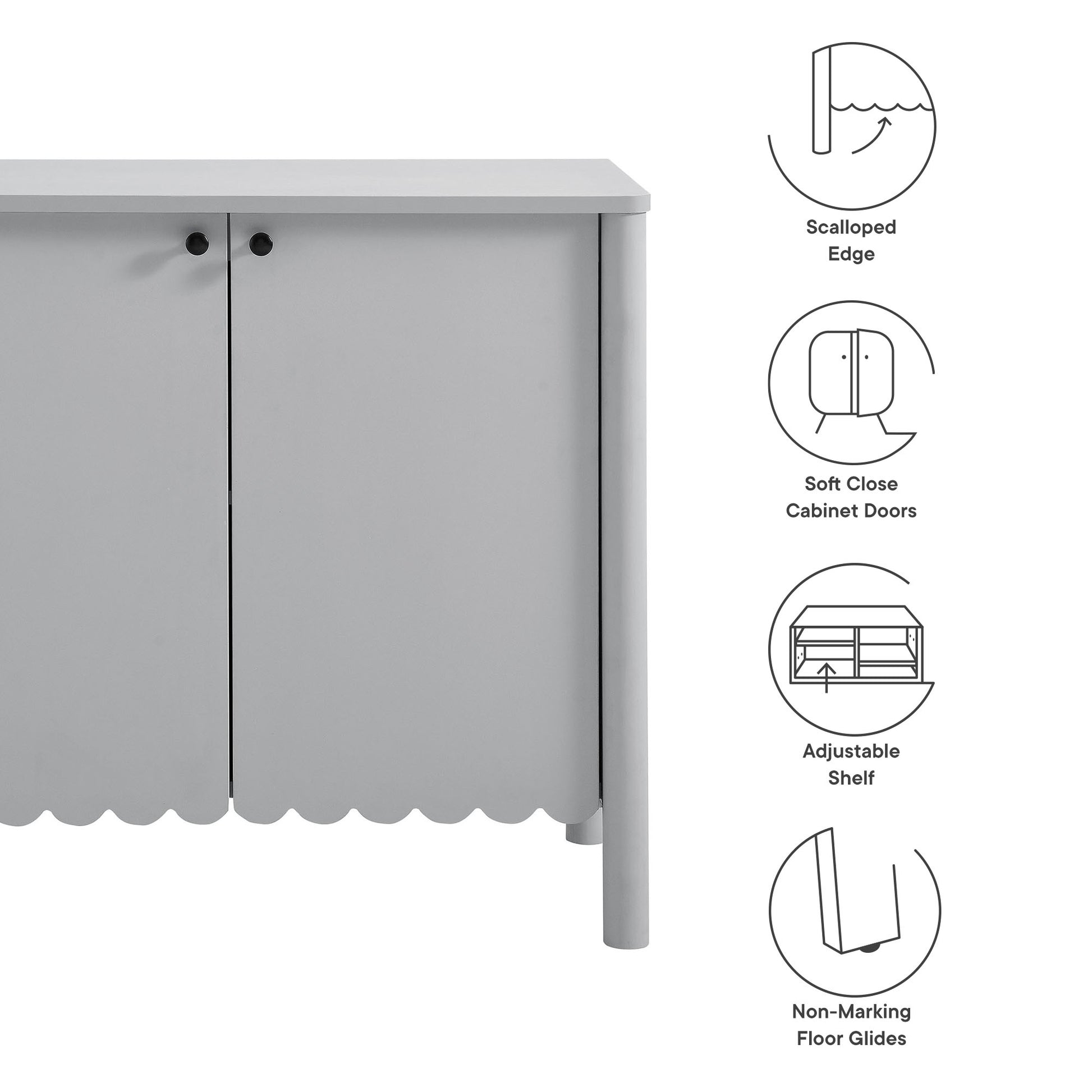 Emmeline 35" 2-Door Scalloped Sideboard Cabinet by Modway - Best Buy Furniture