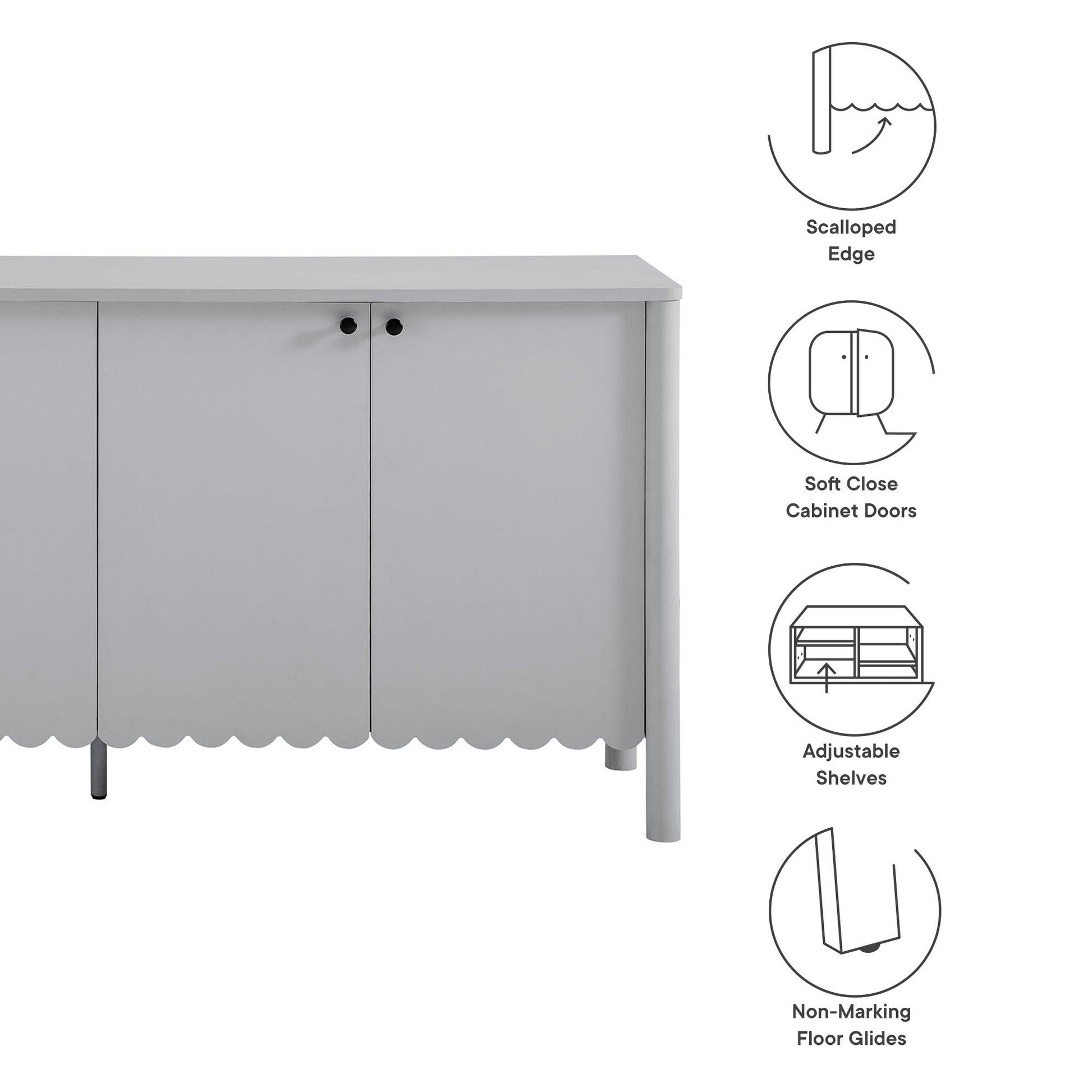 Emmeline 66" 4-Door Scalloped Sideboard Cabinet by Modway - Best Buy Furniture