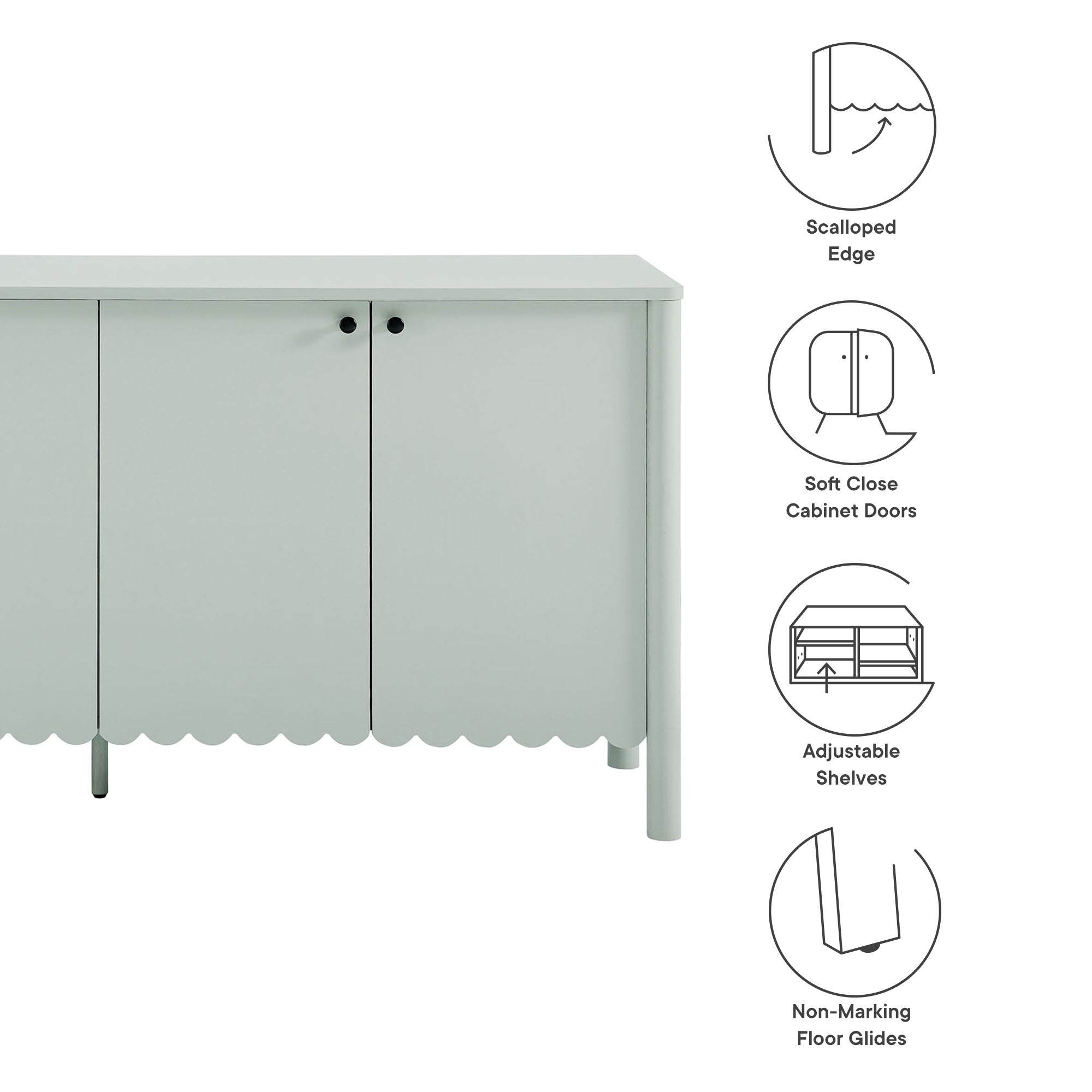 Emmeline 66" 4-Door Scalloped Sideboard Cabinet by Modway - Best Buy Furniture