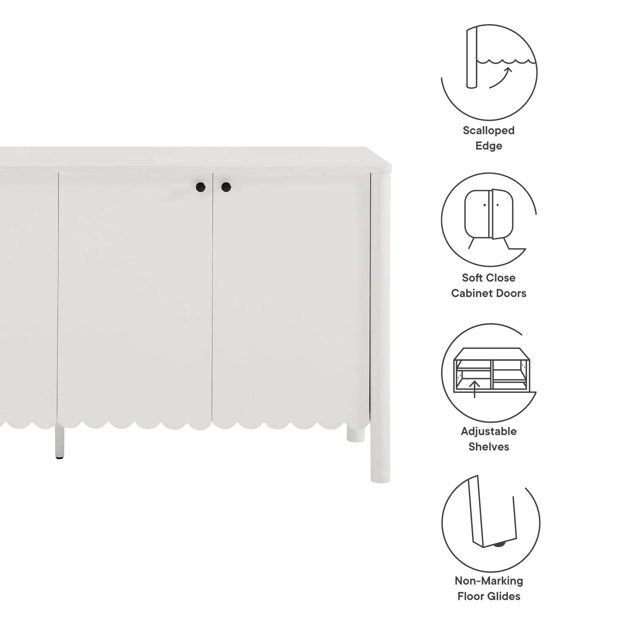 Emmeline 66" 4-Door Scalloped Sideboard Cabinet by Modway - Best Buy Furniture