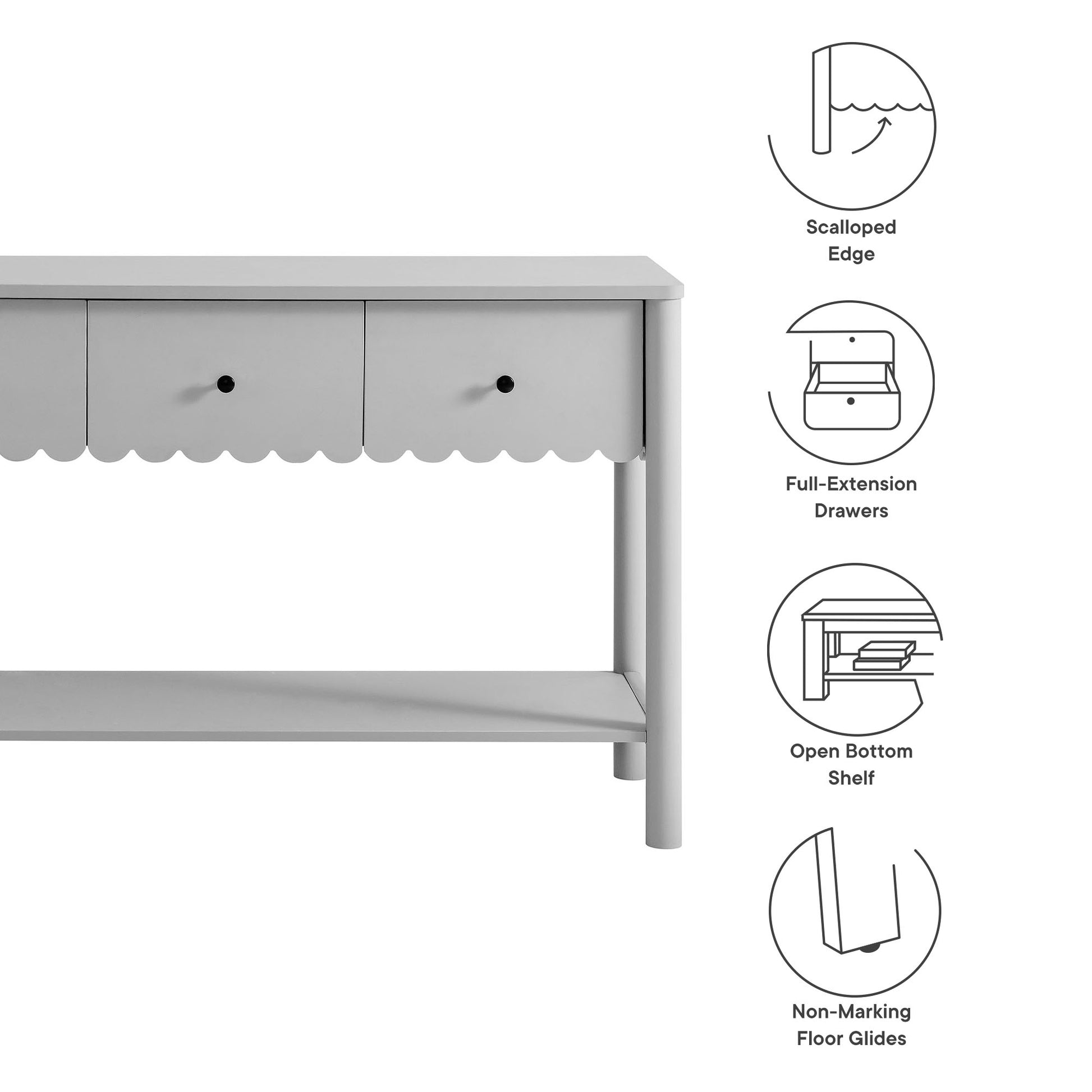 Emmeline 3-Drawer Scalloped Console Table by Modway - Best Buy Furniture