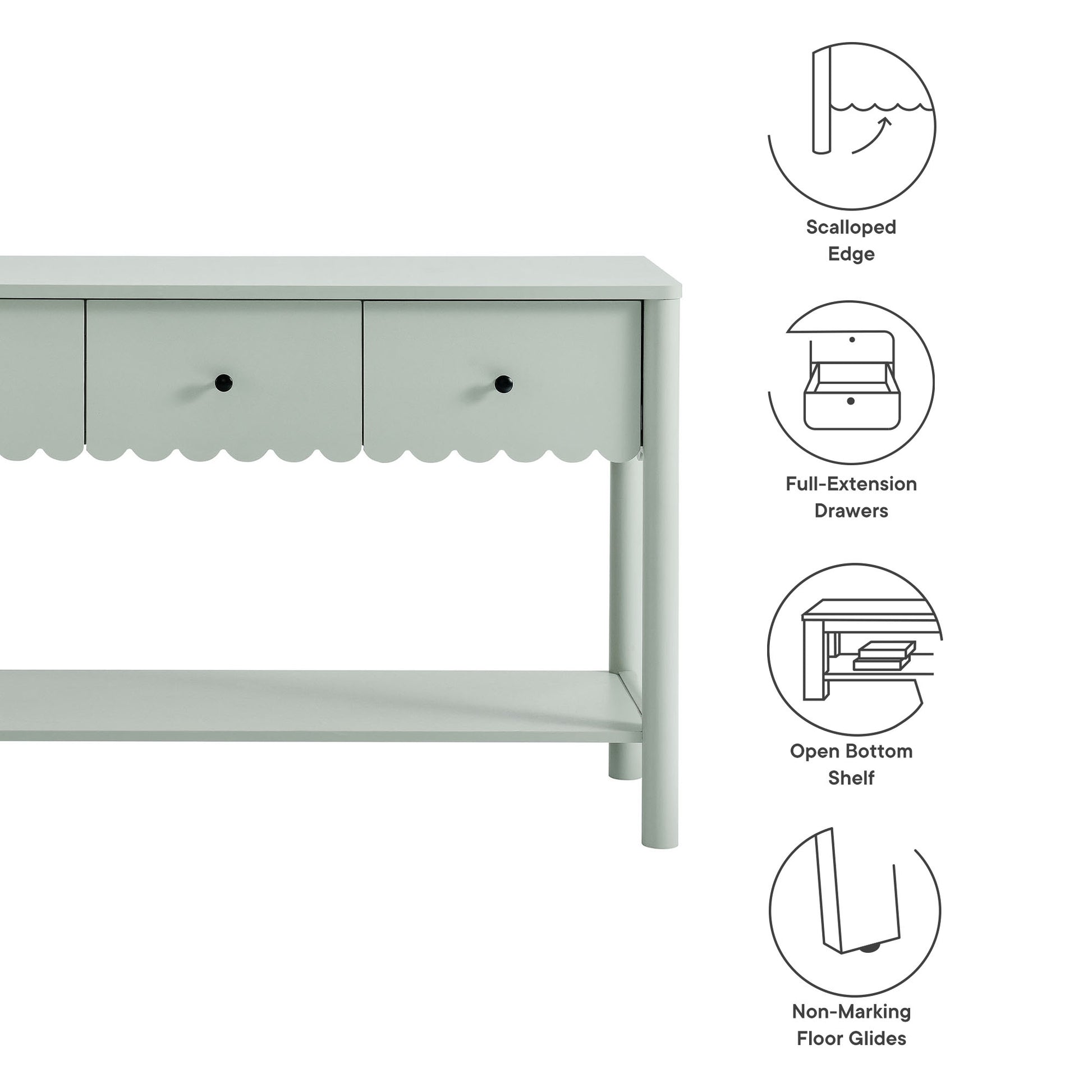 Emmeline 3-Drawer Scalloped Console Table by Modway - Best Buy Furniture