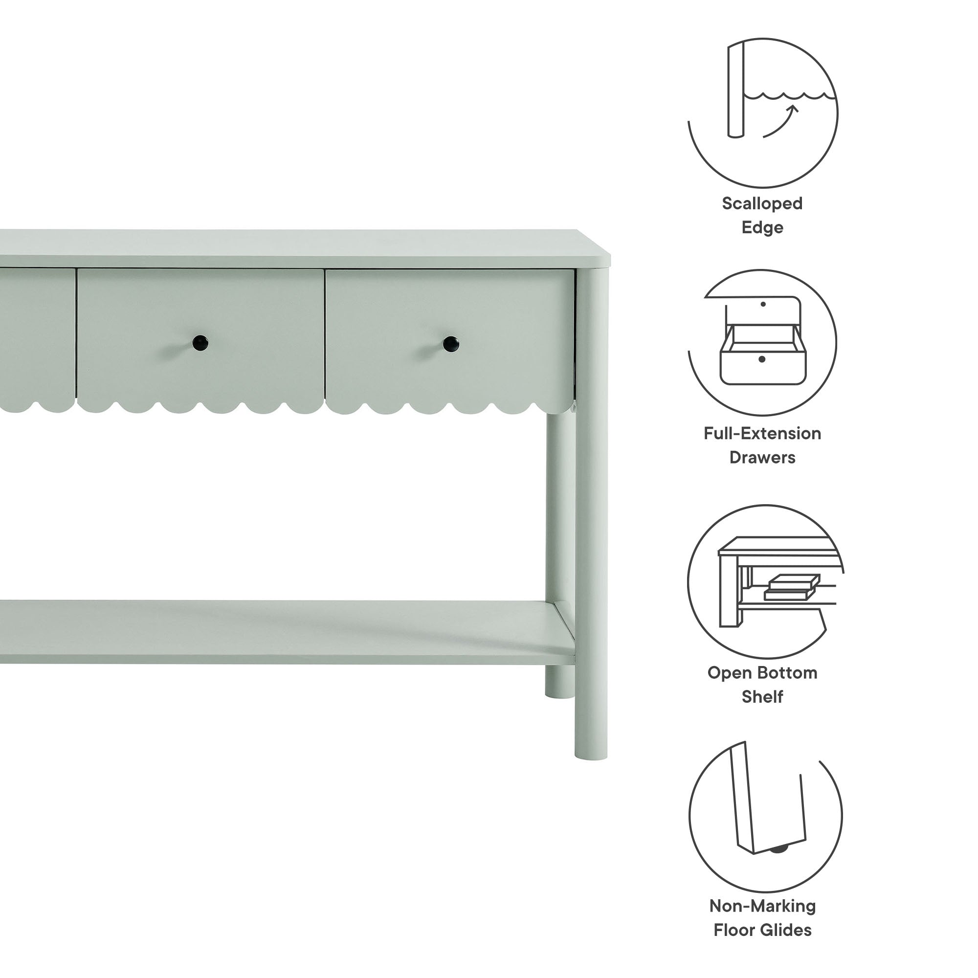Emmeline 3-Drawer Scalloped Console Table by Modway - Best Buy Furniture