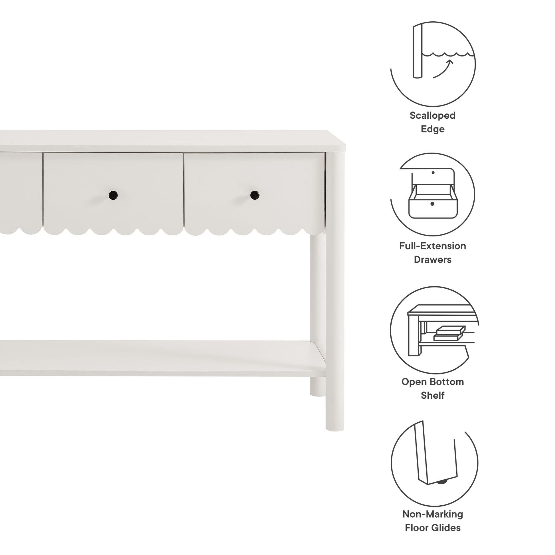 Emmeline 3-Drawer Scalloped Console Table by Modway - Best Buy Furniture