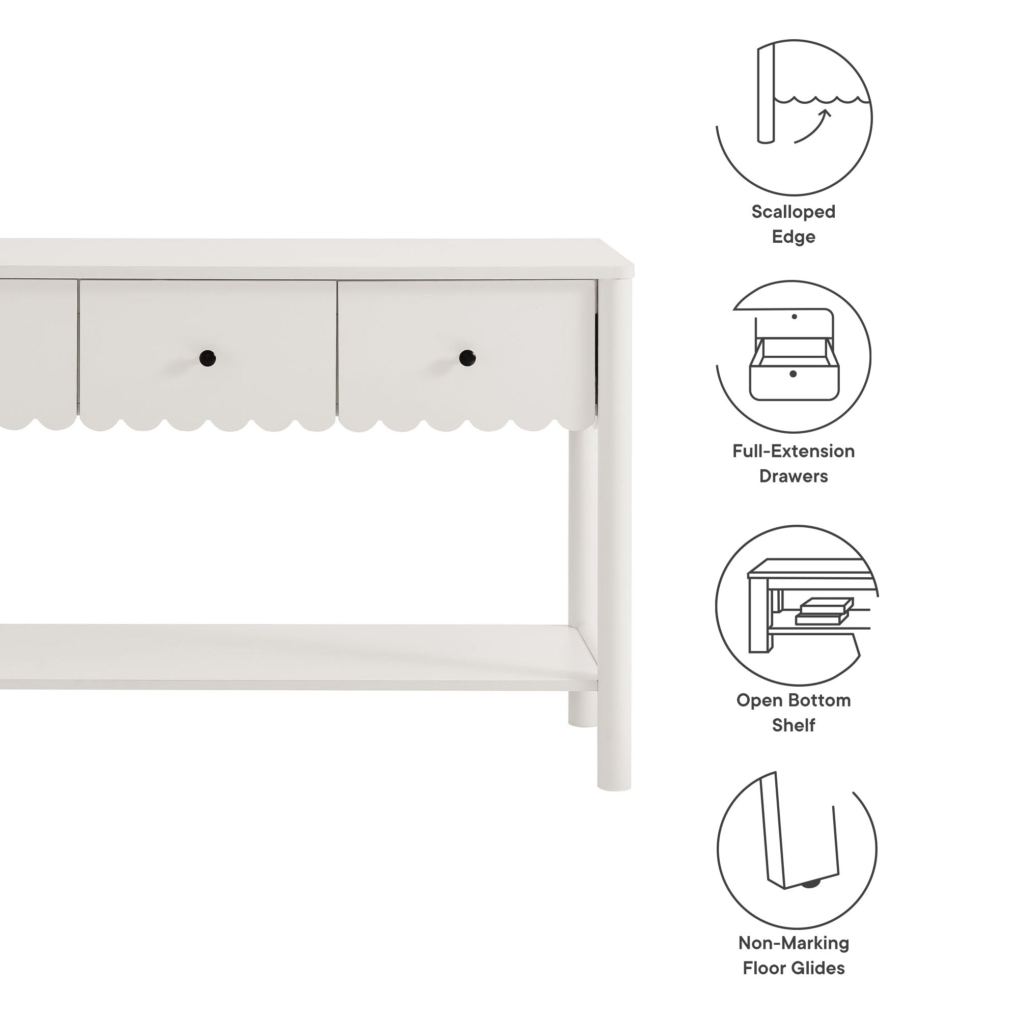 Emmeline 3-Drawer Scalloped Console Table by Modway - Best Buy Furniture