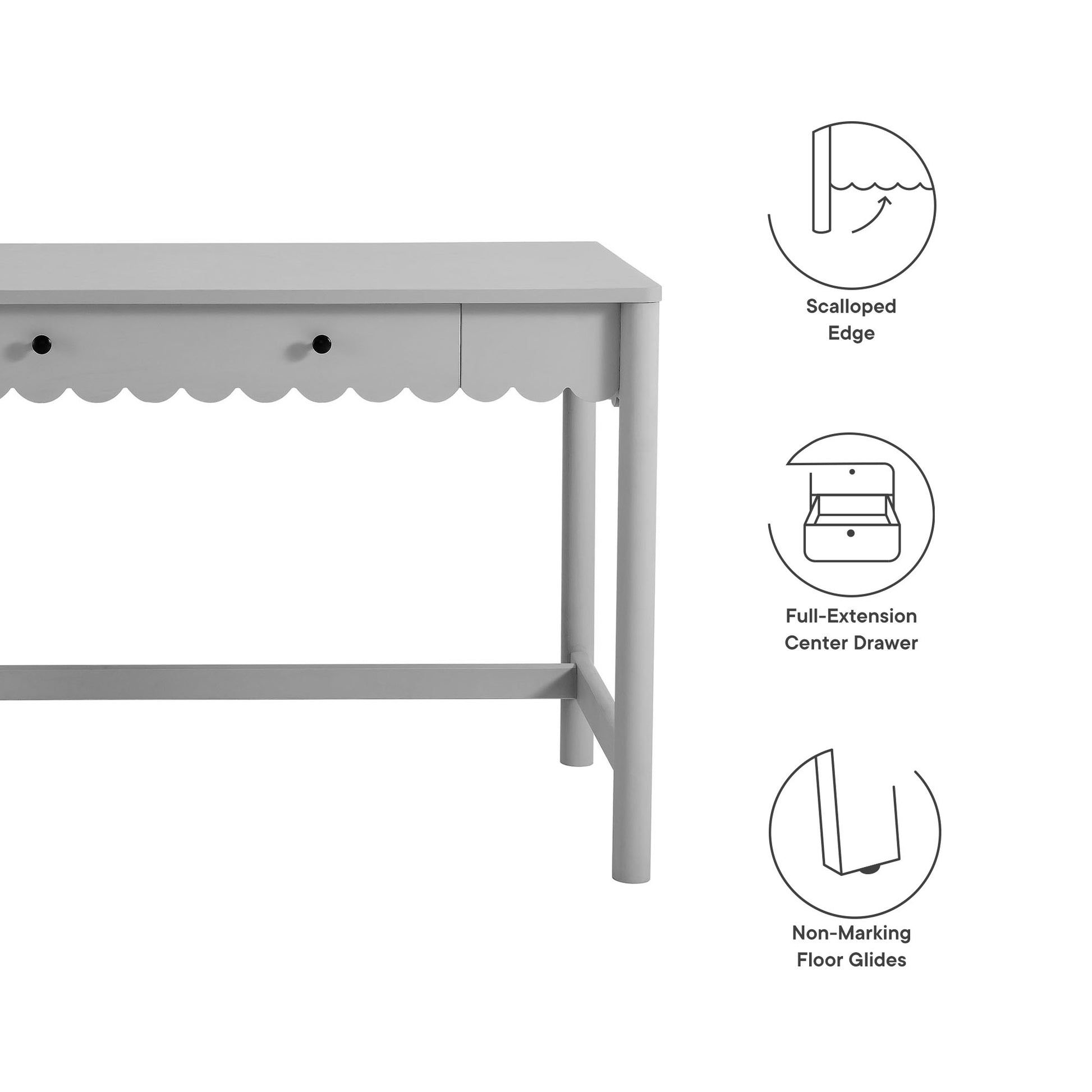 Emmeline 1-Drawer Scallop Writing Desk by Modway - Best Buy Furniture