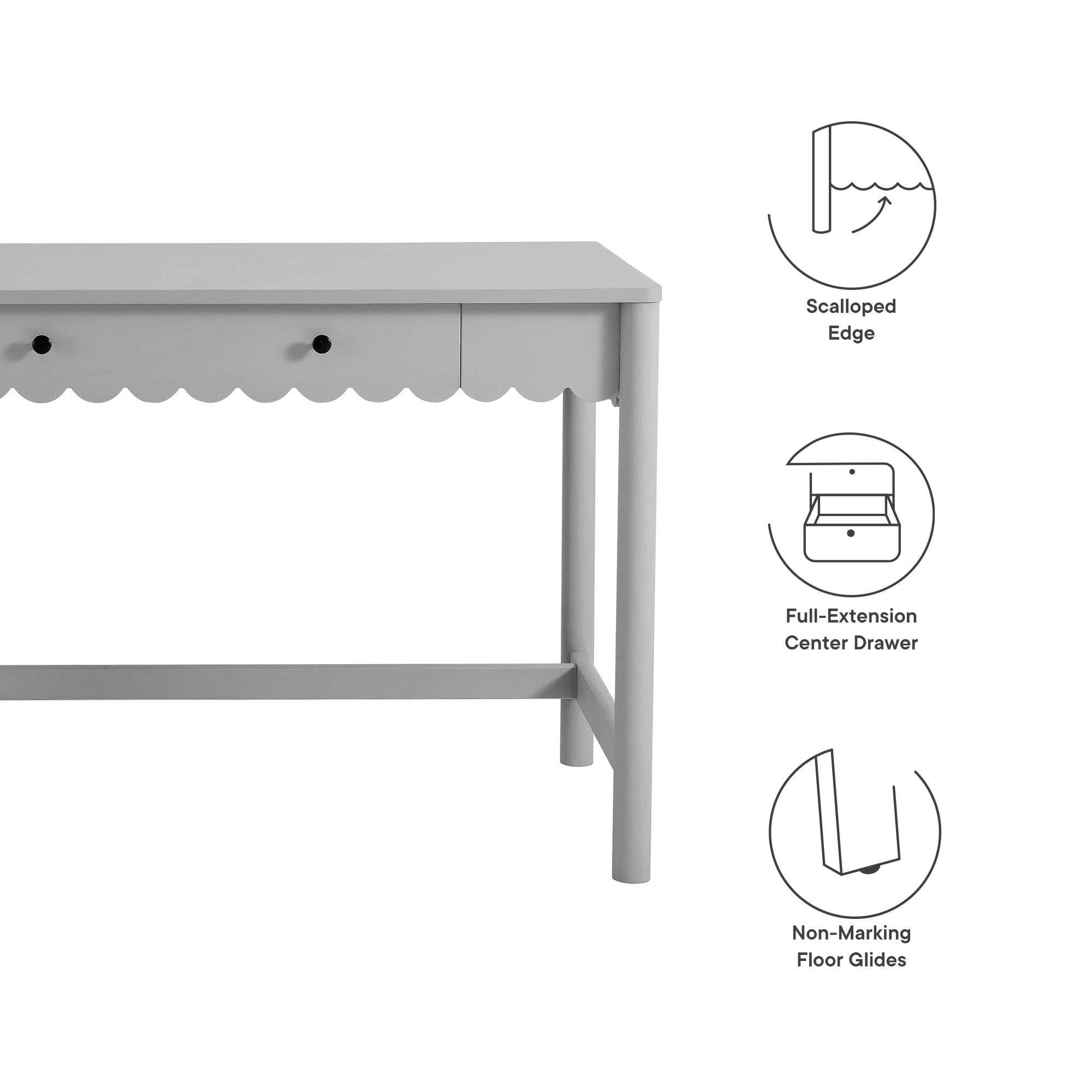 Emmeline 1-Drawer Scallop Writing Desk by Modway - Best Buy Furniture