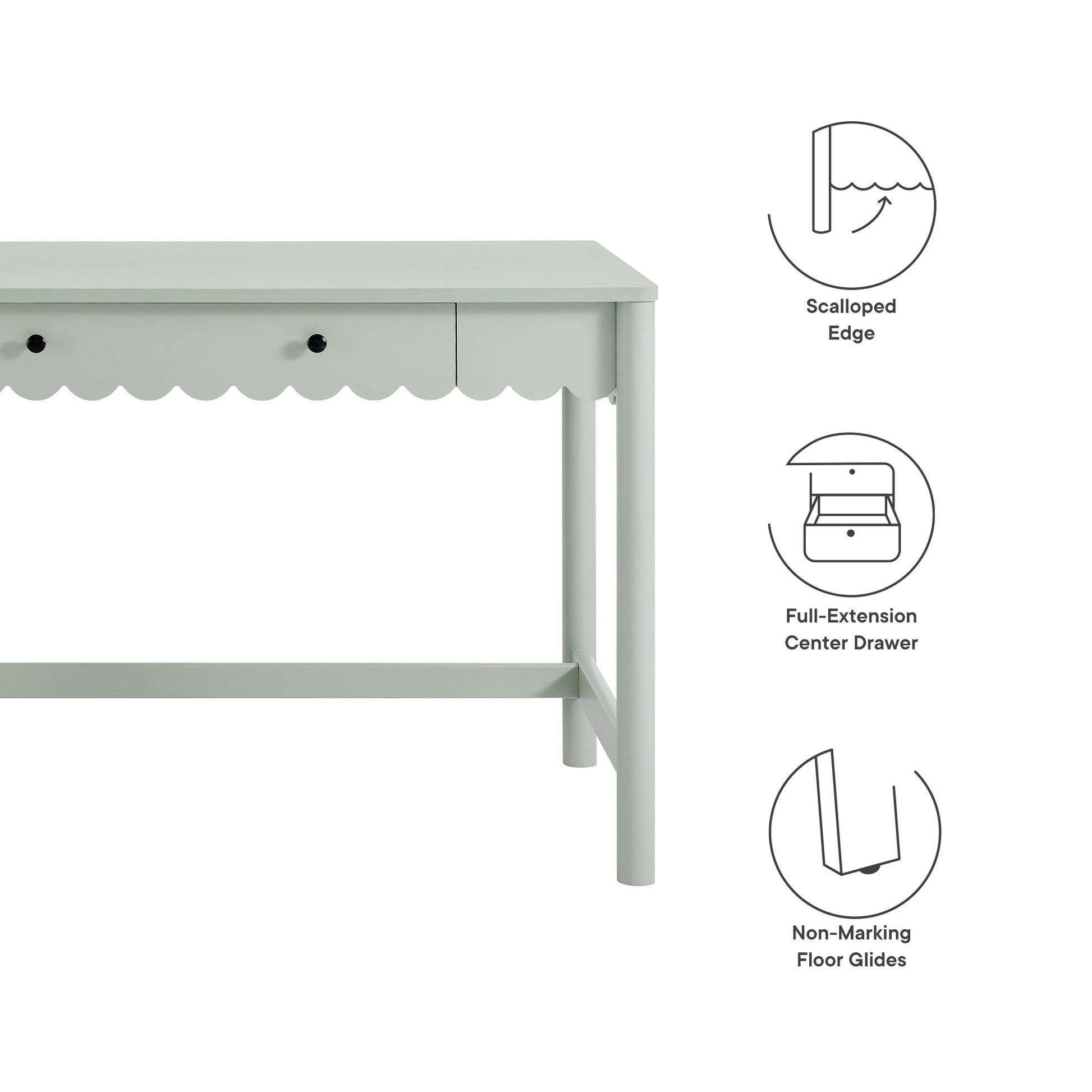 Emmeline 1-Drawer Scallop Writing Desk by Modway - Best Buy Furniture