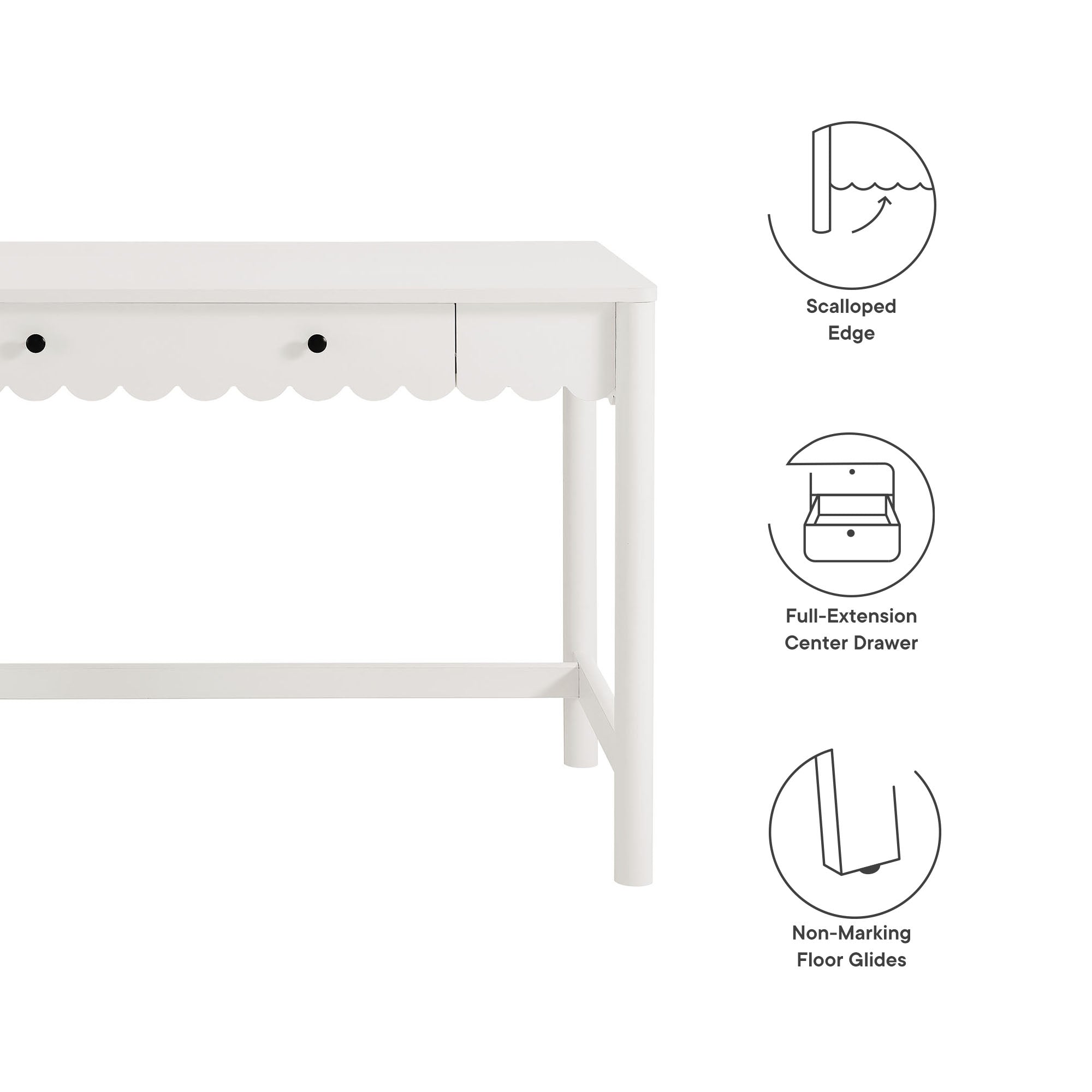 Emmeline 1-Drawer Scallop Writing Desk by Modway - Best Buy Furniture