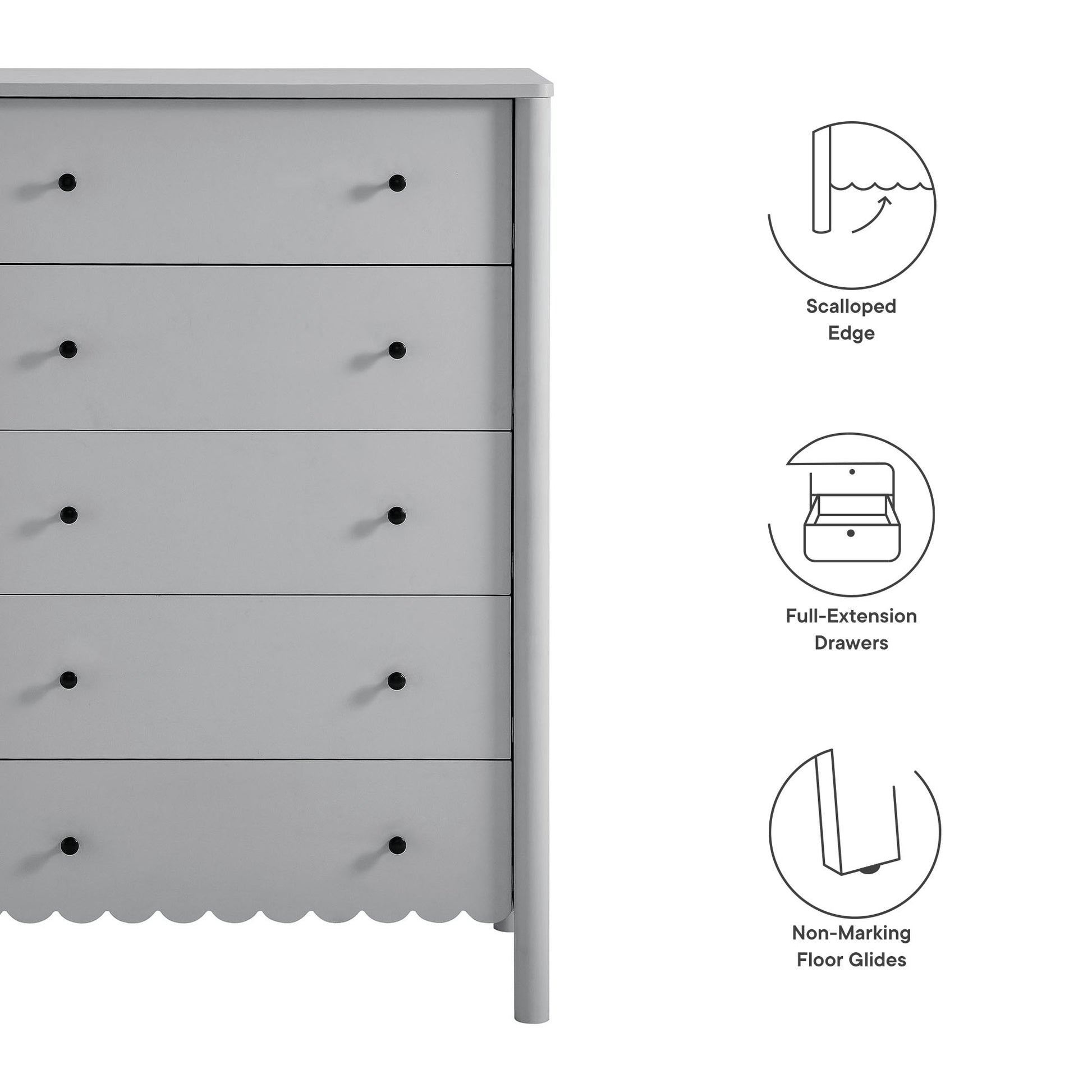 Emmeline Scalloped 5-Drawer Chest by Modway - Best Buy Furniture