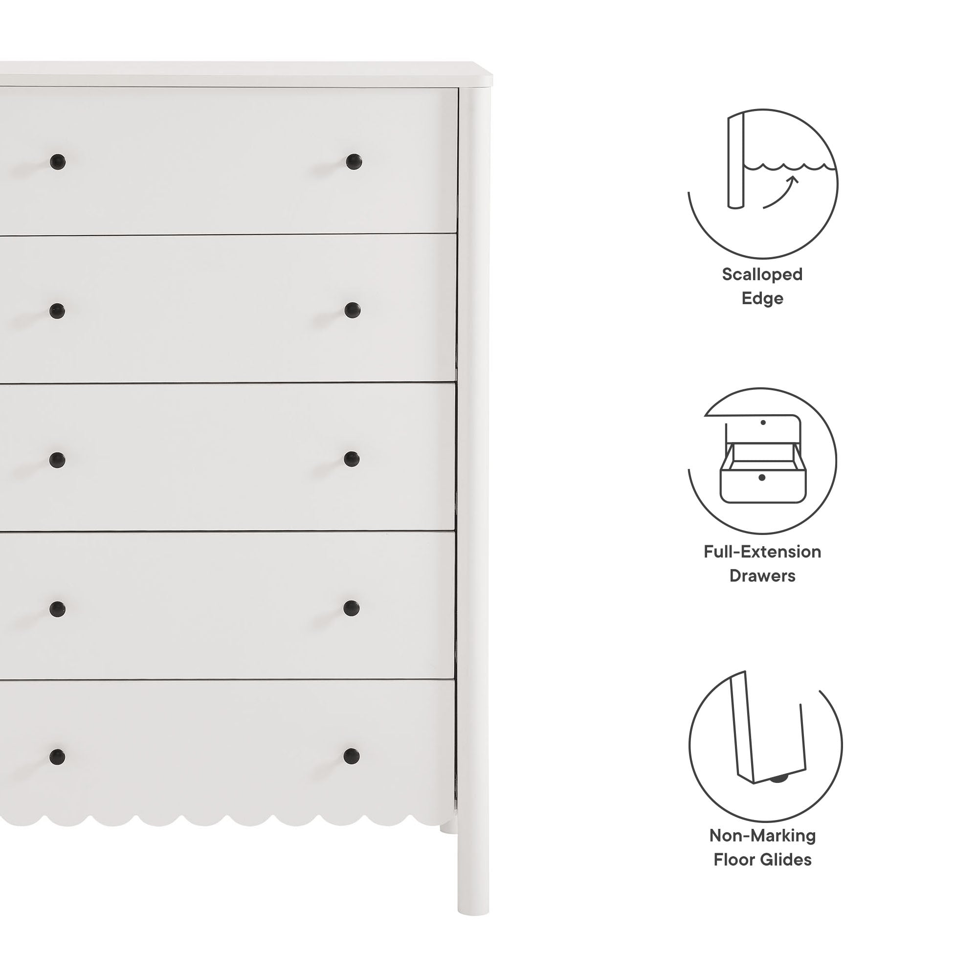Emmeline Scalloped 5-Drawer Chest by Modway - Best Buy Furniture