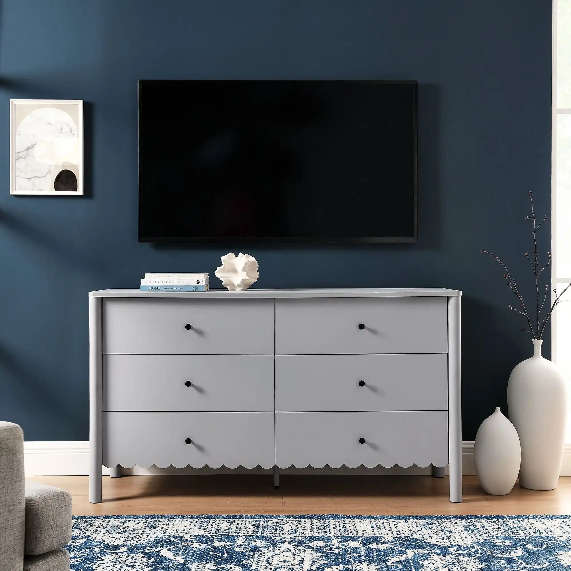 Emmeline Scalloped 6-Drawer Dresser - Best Buy Furniture