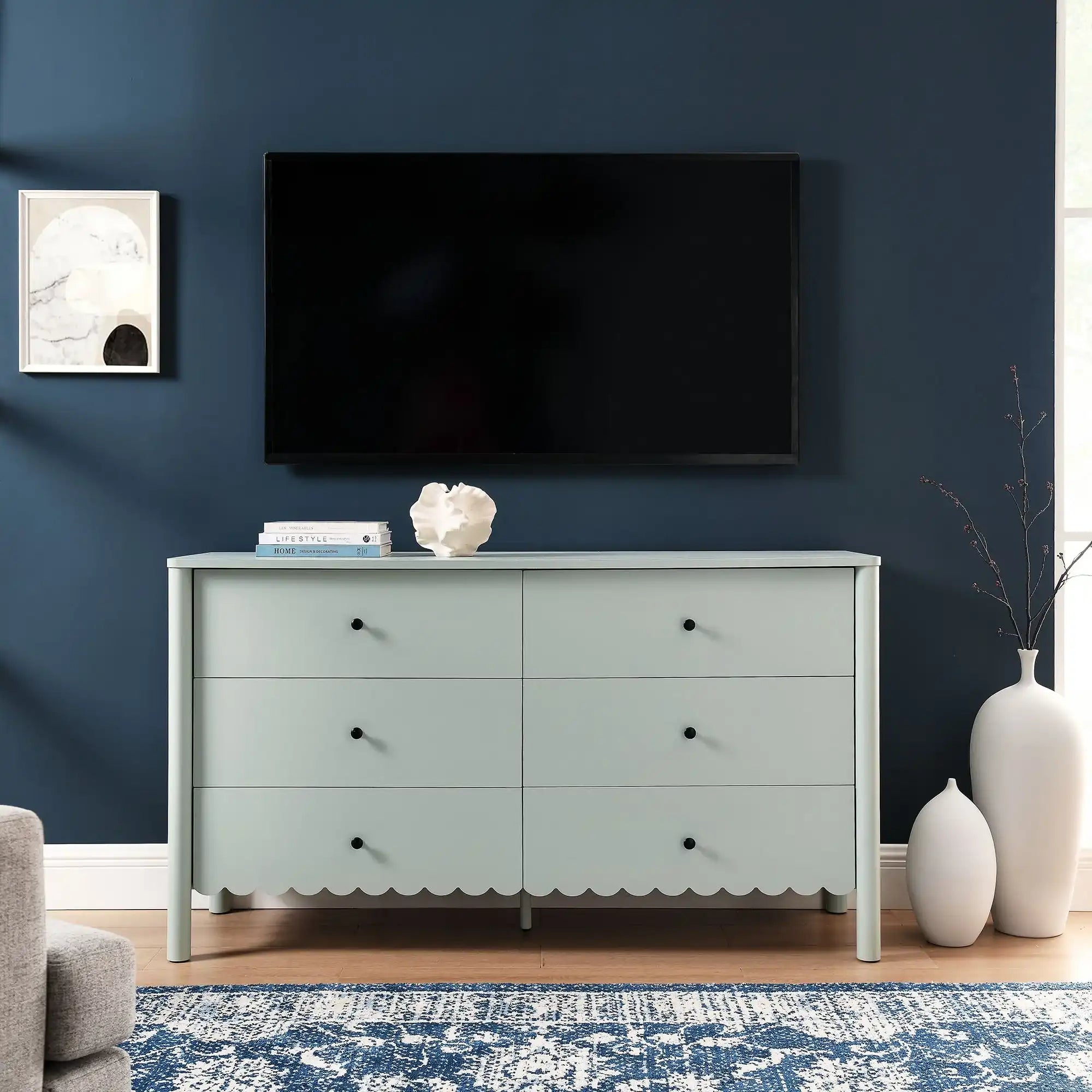 Emmeline Scalloped 6-Drawer Dresser - Best Buy Furniture